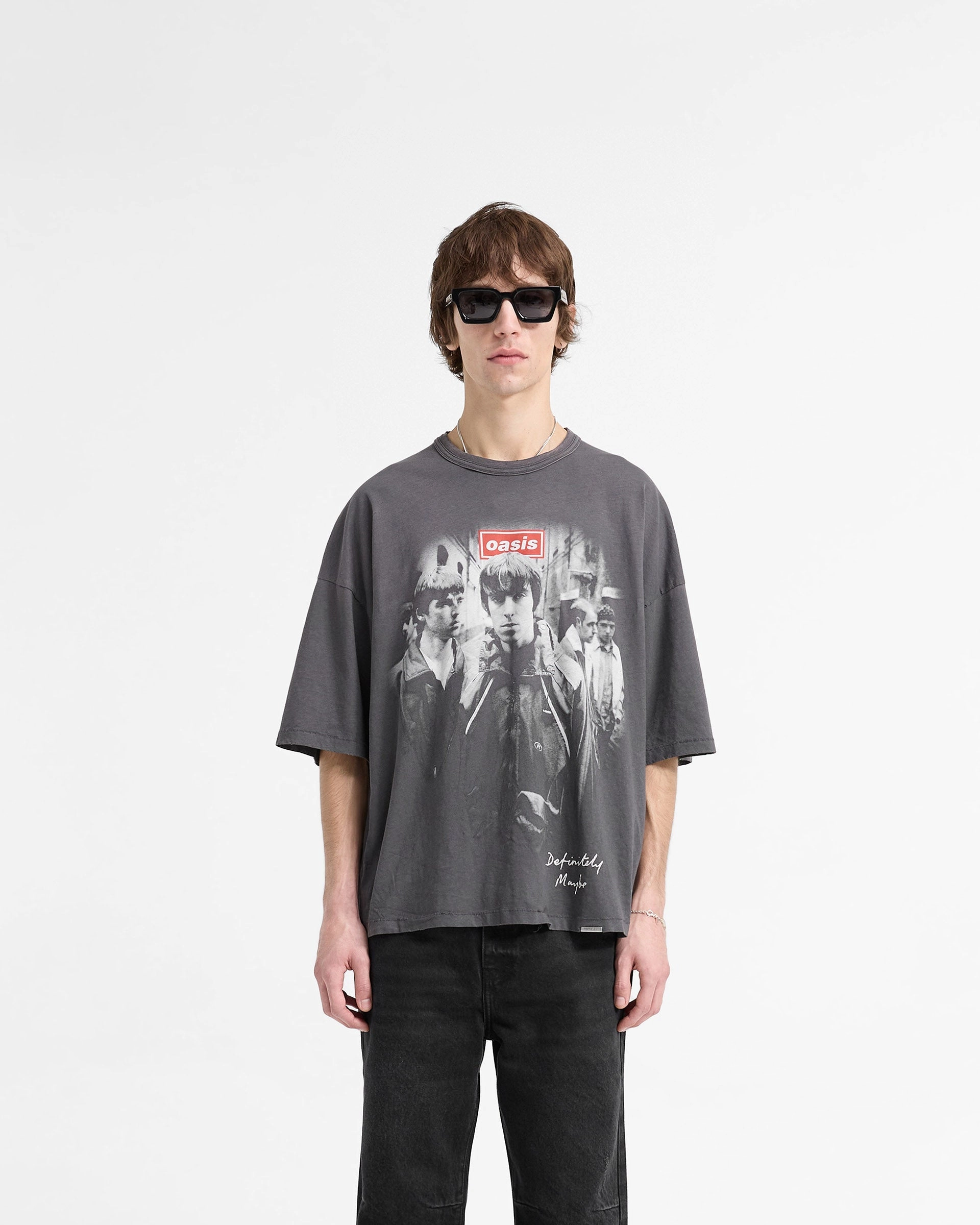 Represent X Oasis Definitely Maybe T-Shirt - Washed Black Simple Comfort Wear Casual Performance