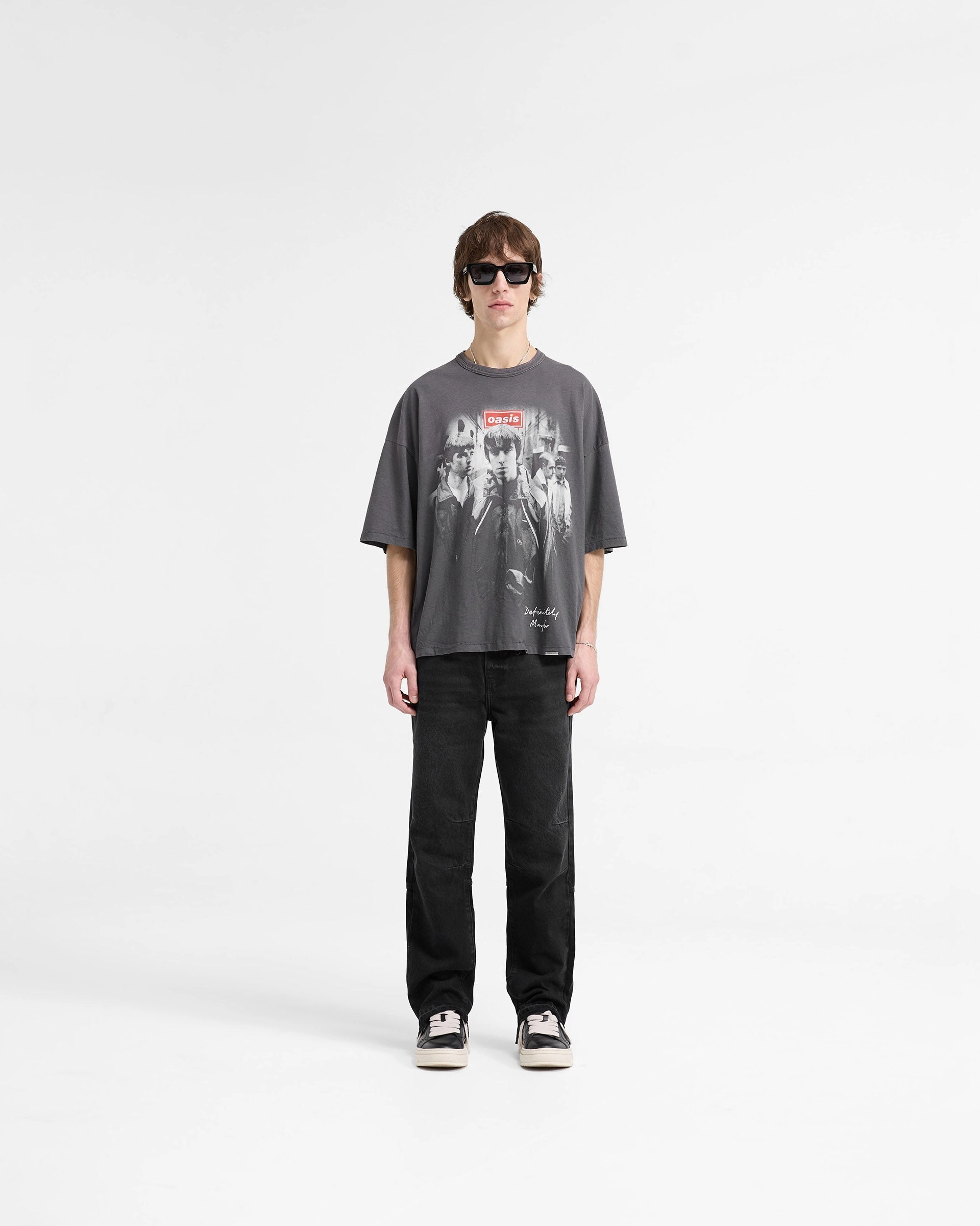 Effortless Comfort Wear Playful Design Represent X Oasis Definitely Maybe T-Shirt - Washed Black