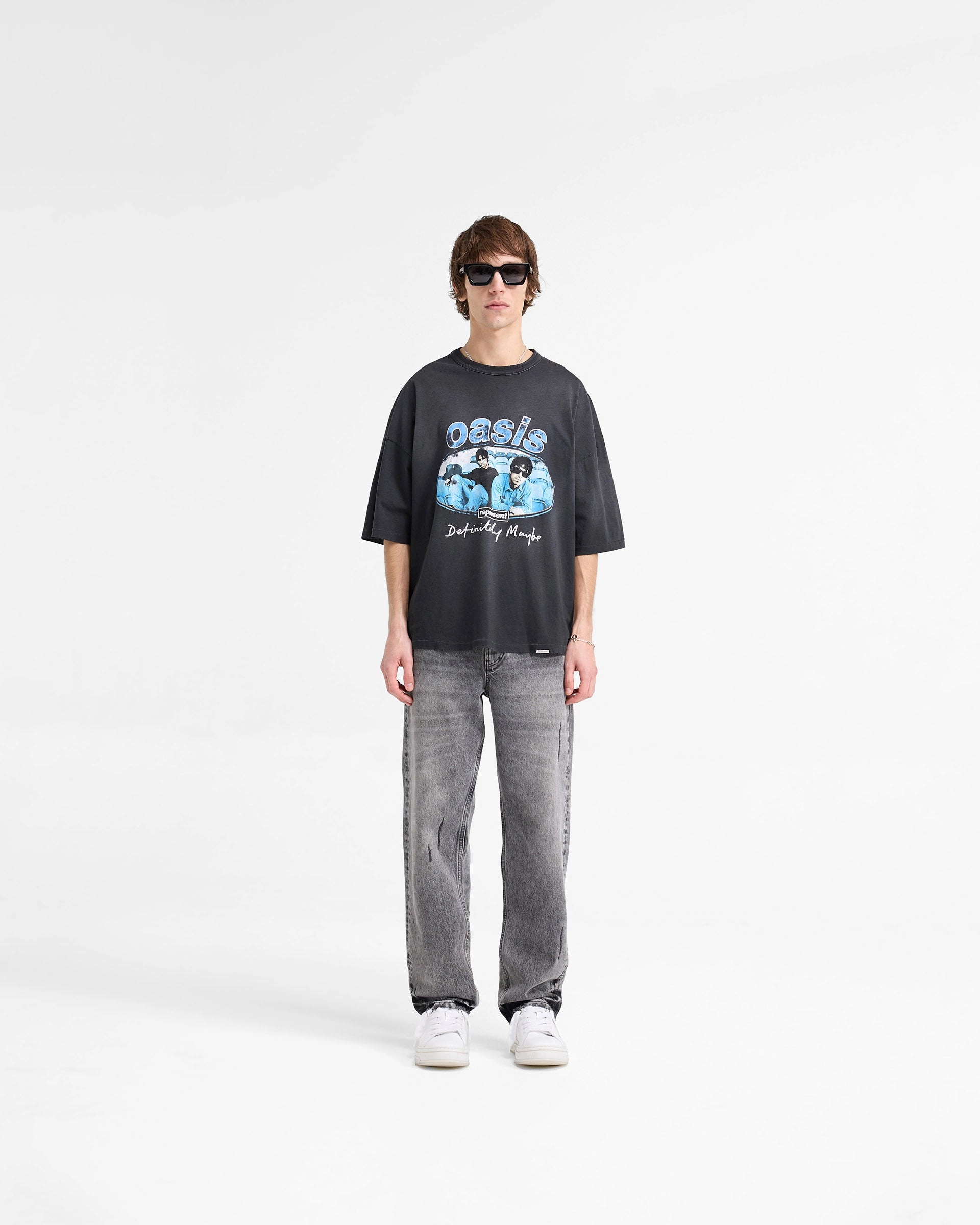 Represent X Oasis Maine Road T-Shirt - Washed Black Timeless Must-Have