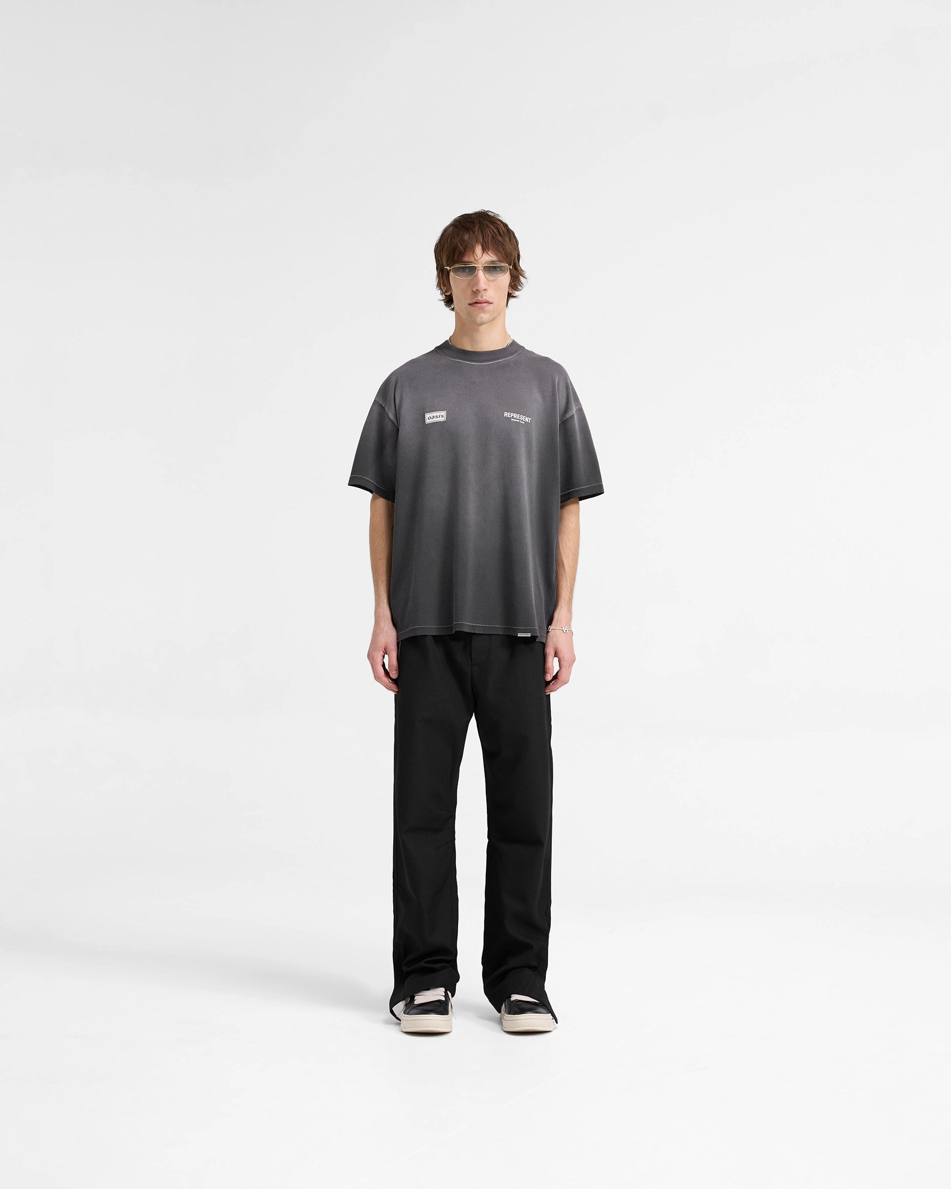 Represent X Oasis Owners Club T-Shirt - Stained Black Job Interview