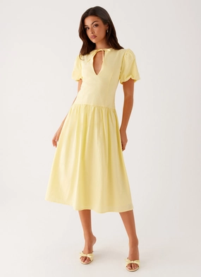 Reyna Midi Dress - Yellow Festive Wear Flexible Layers