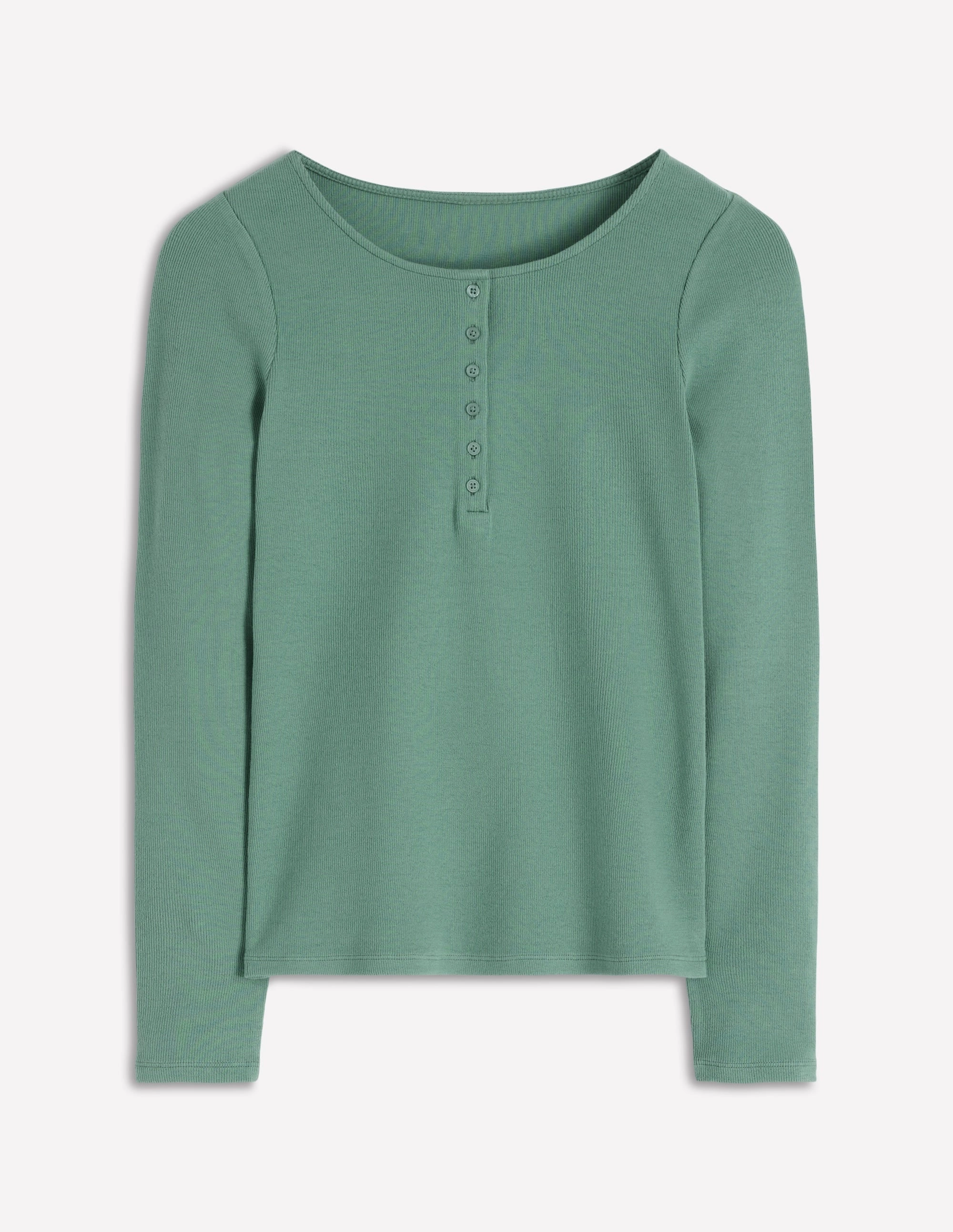 Rib Henley-Eucalyptus Versatile Layering Piece Breathable Material
