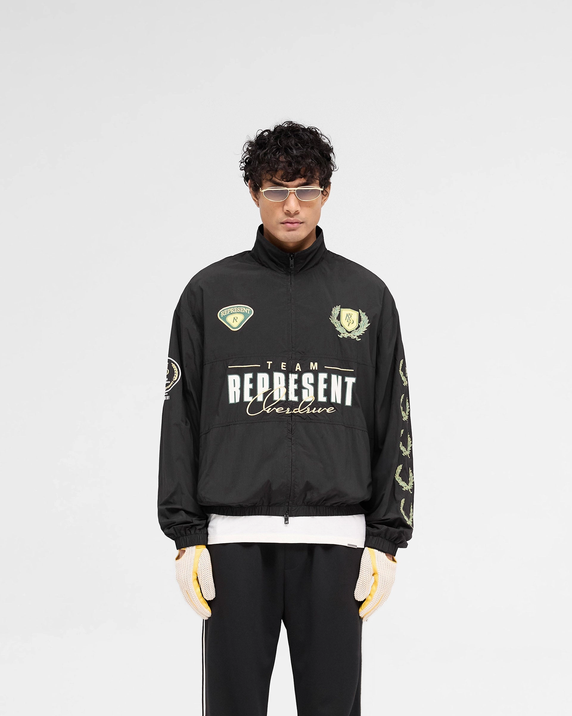 AdjustableHood Windproof Thermal Shell World Championship Track Jacket - Black