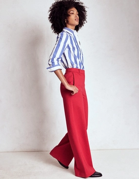 Tapered Leg Design Belgravia Ponte Trousers-Carmine Red