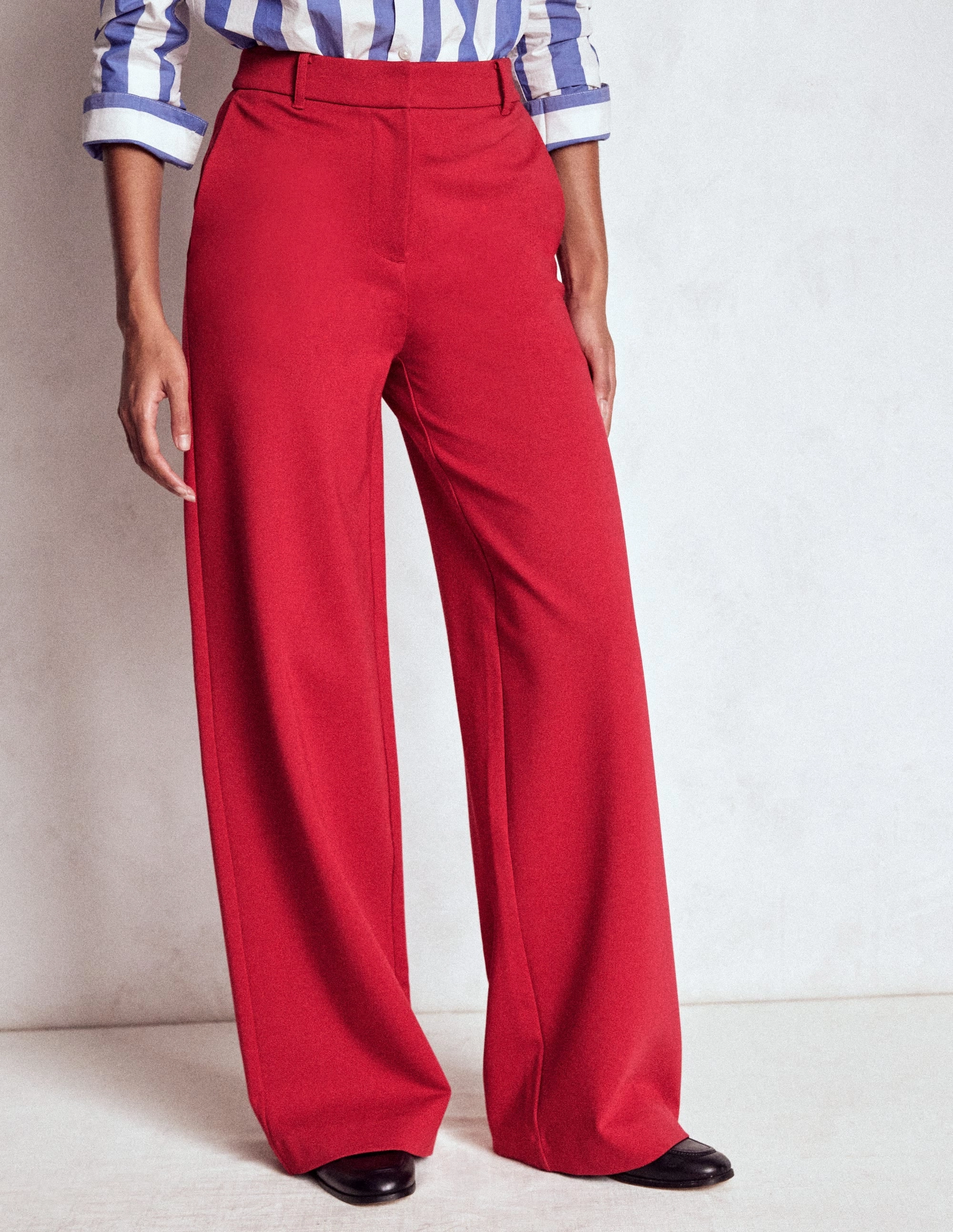 Anti Friction Lining All Season Belgravia Ponte Trousers-Carmine Red