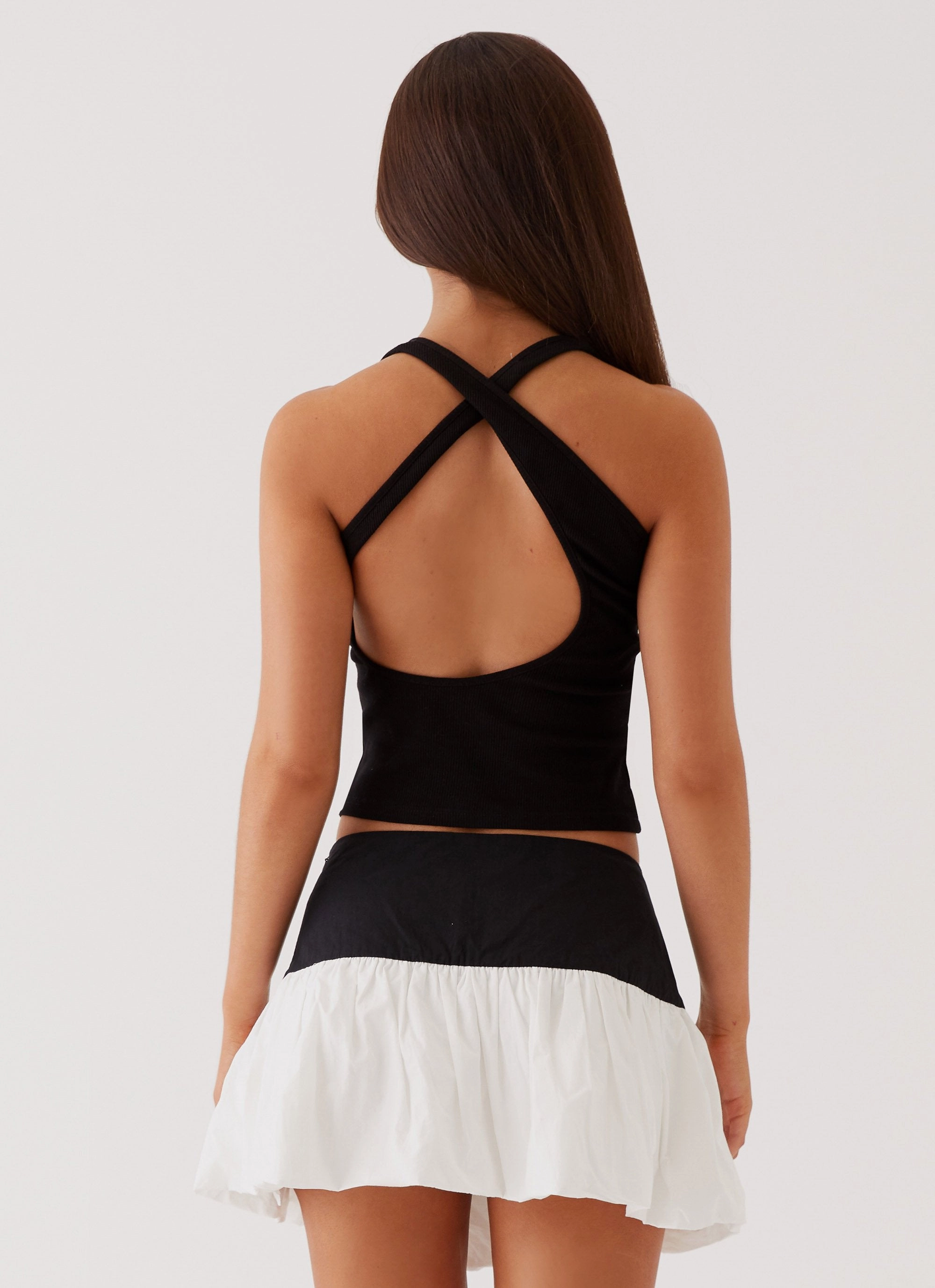 Riva Bubble Hem Mini Skirt - Black Ivory Casual Feel