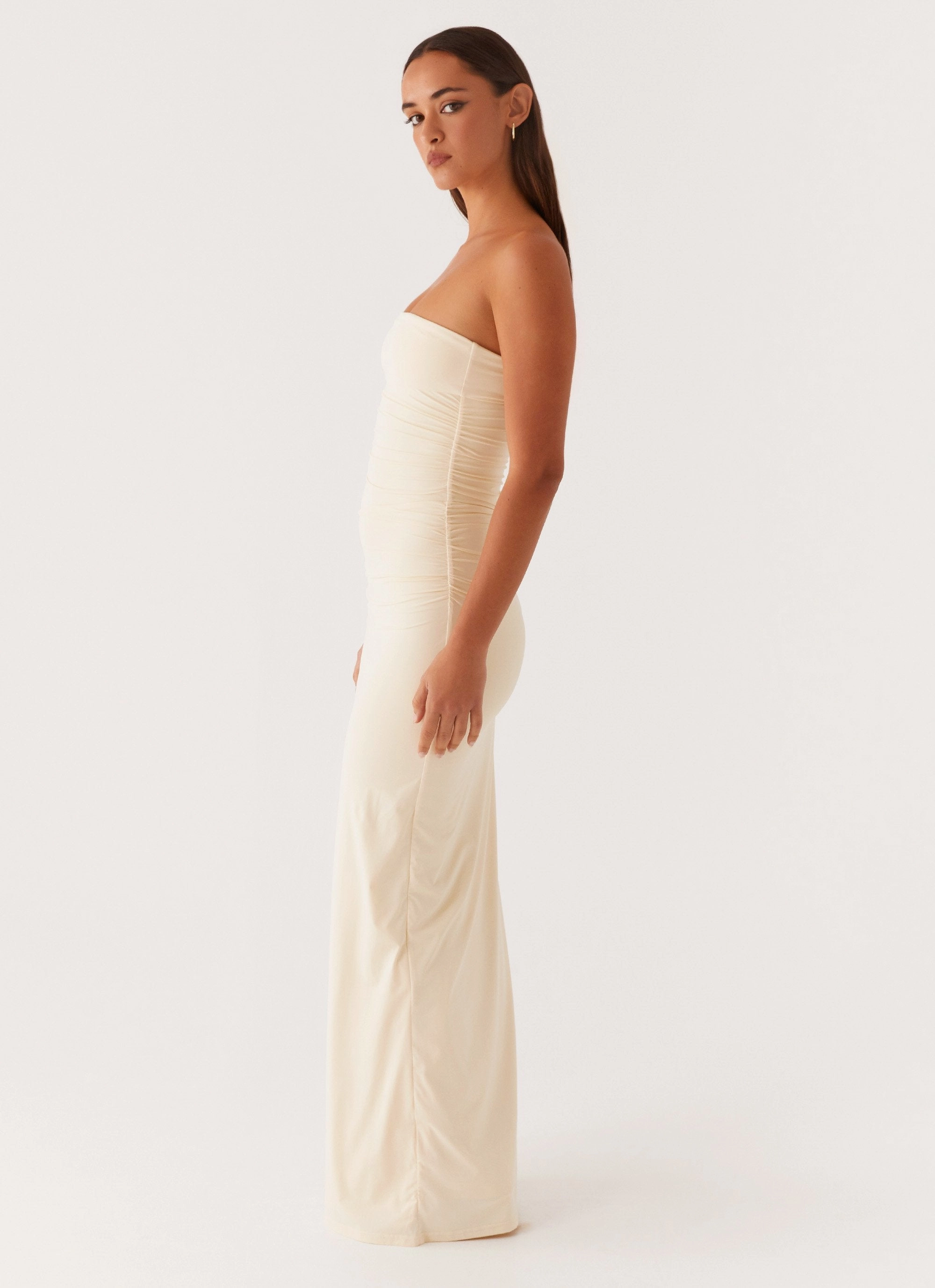 Gentle Stitch Cool Texture Romee Strapless Maxi Dress - Pastel Yellow