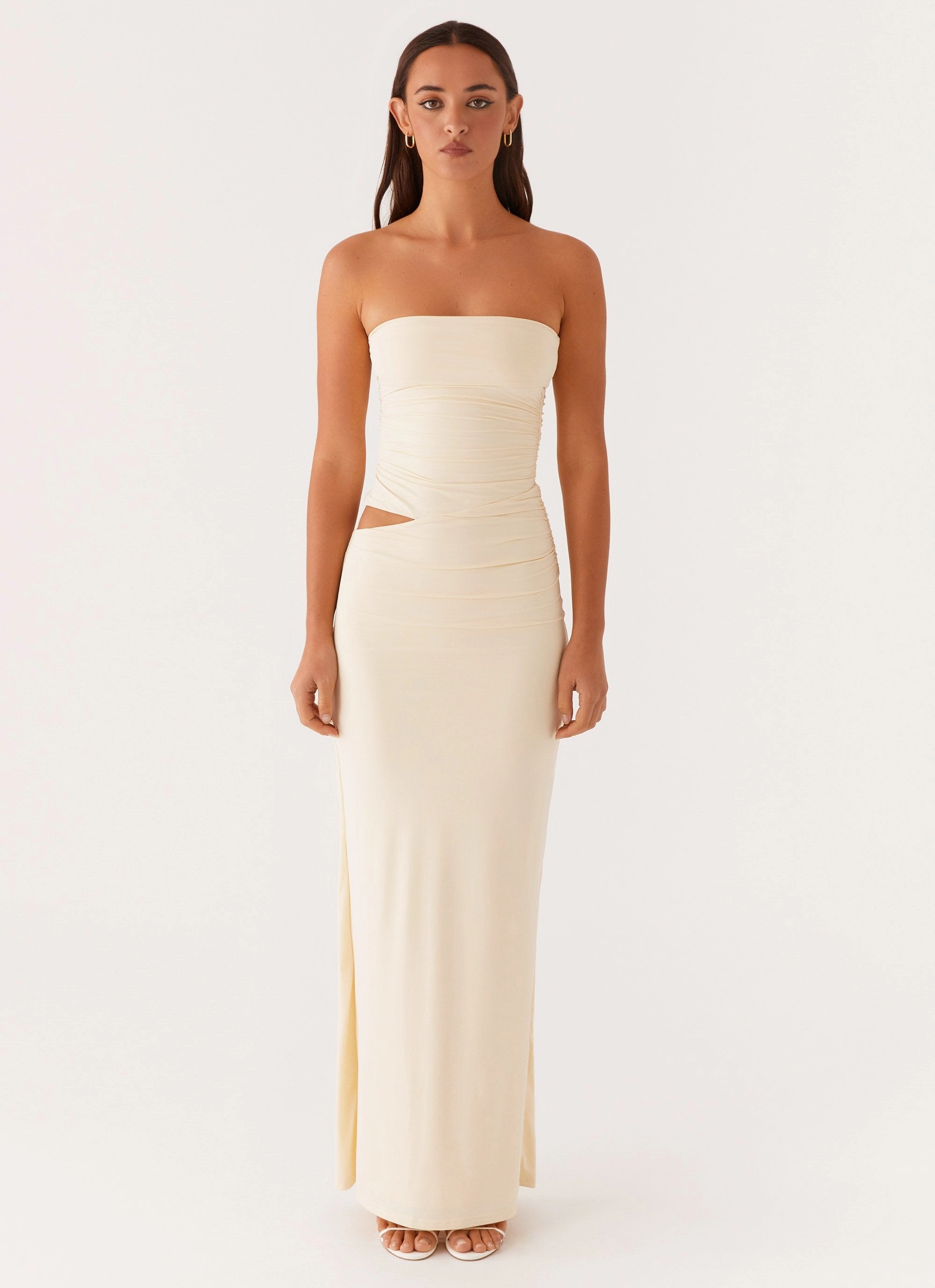 Street Ready Romee Strapless Maxi Dress - Pastel Yellow