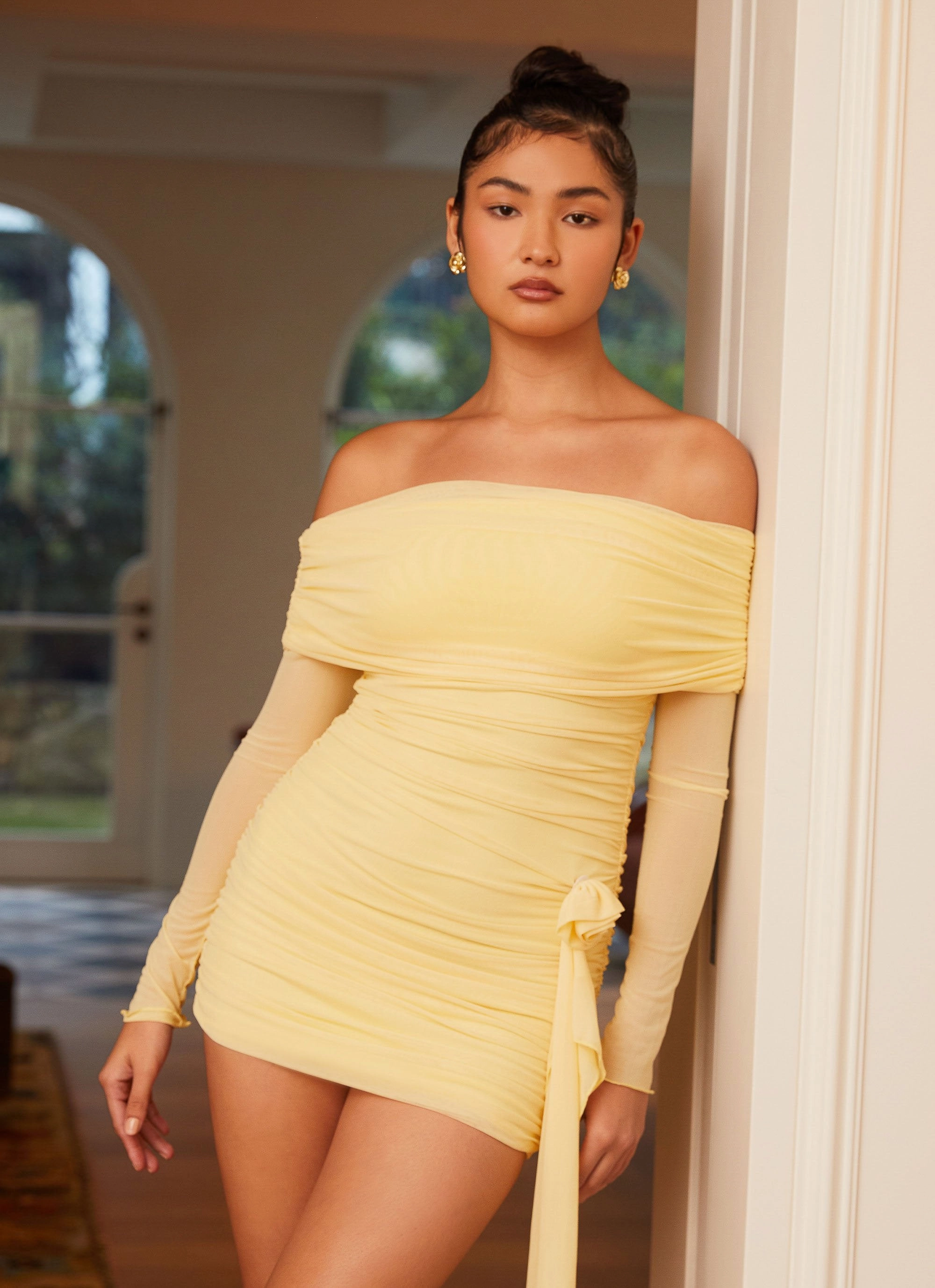Rosa Franca Mini Dress - Yellow Trendy Appearance