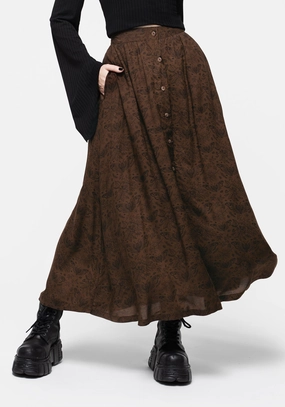 Rosamoth Button Up Midi Skirt understated look Double Stitched