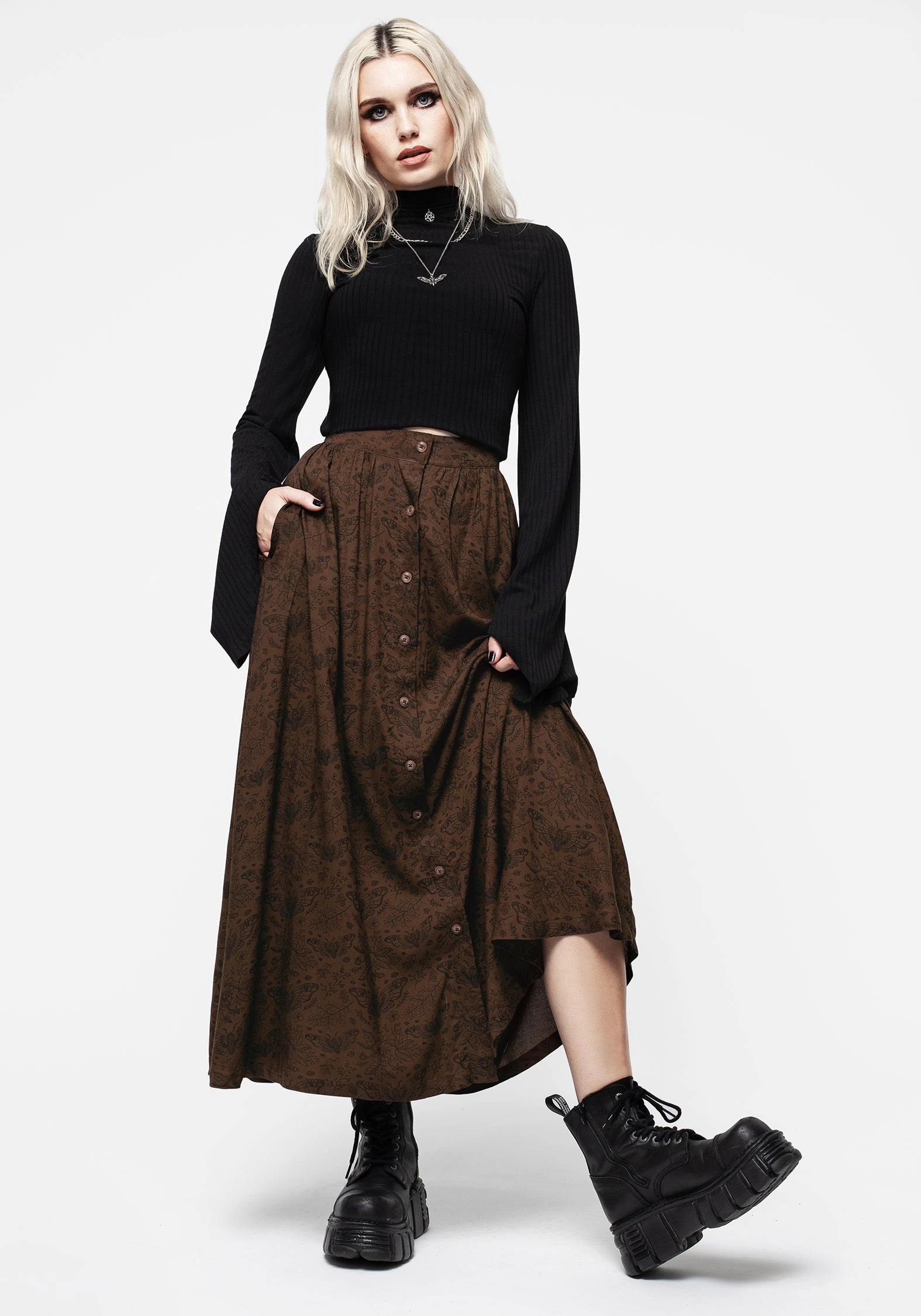 Bold Statement Rosamoth Button Up Midi Skirt