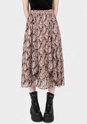 Rosethorn Ruffle Midi Skirt Gathered waist