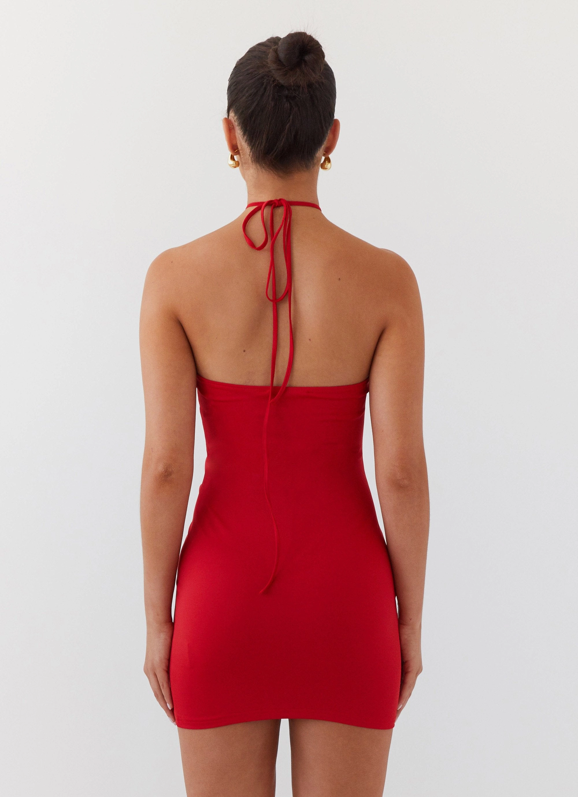Evening Look Ruby Glamour Rose Mini Dress - Rouge Red
