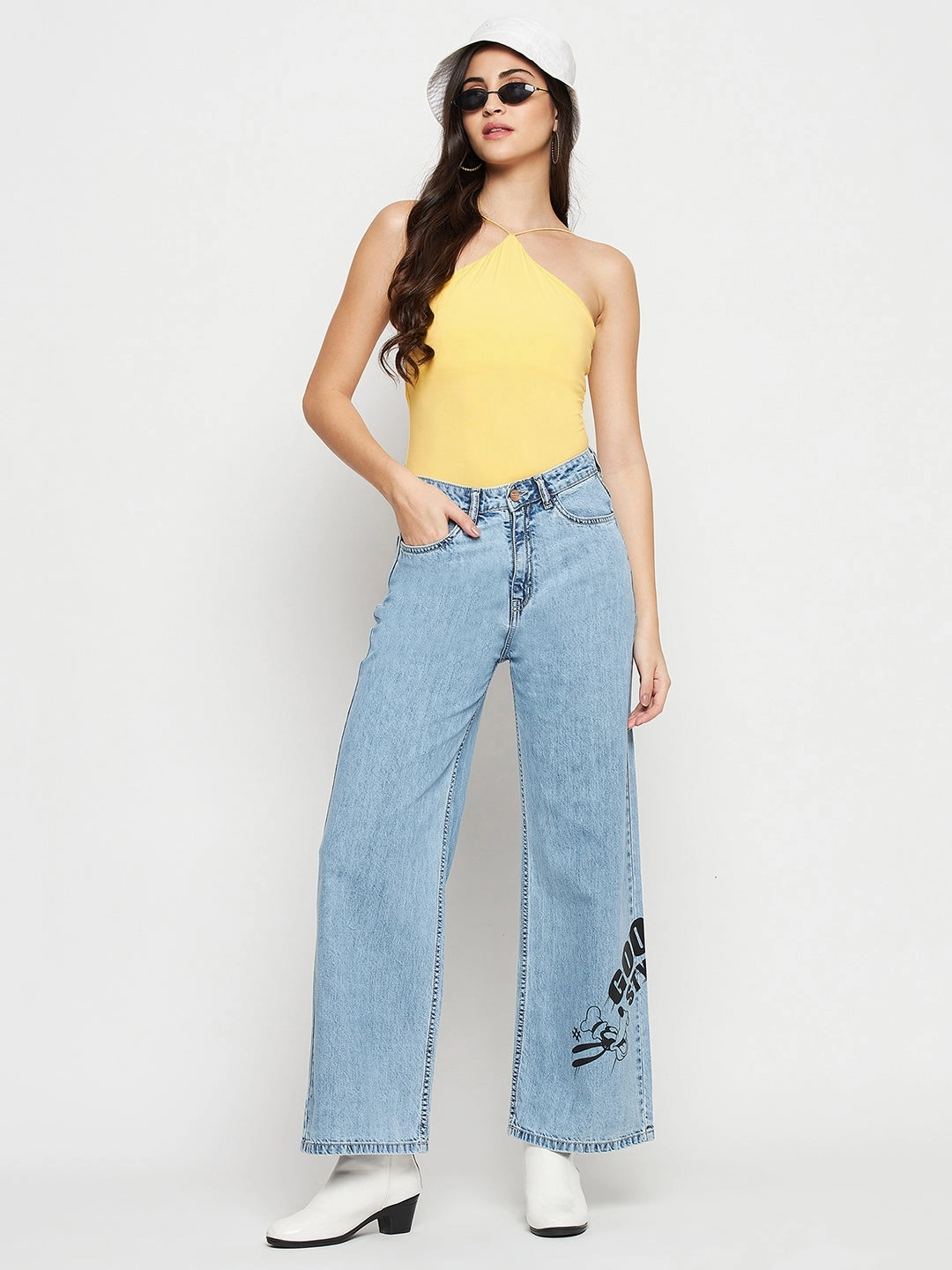 Madame Disney Print Lightblue Denim Layered Basics Relaxed Style Bold