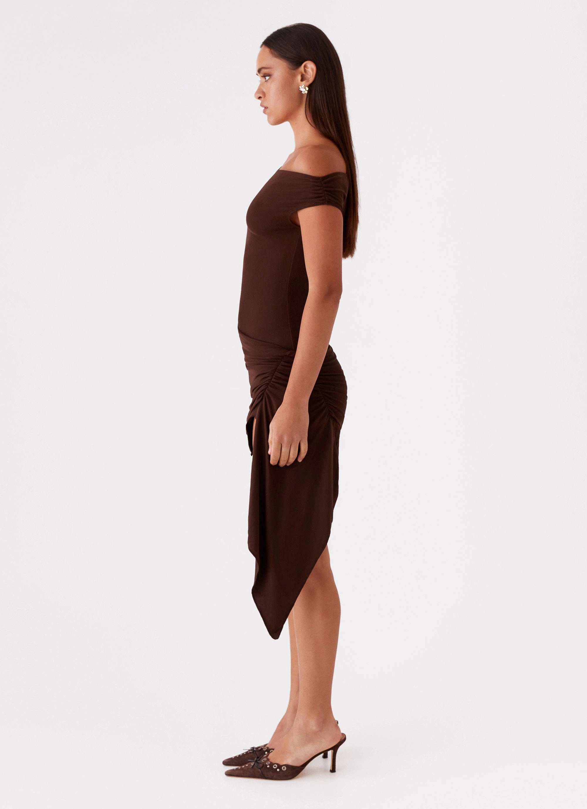 Smooth Texture Effortless Look Shauna Mini Dress - Chocolate