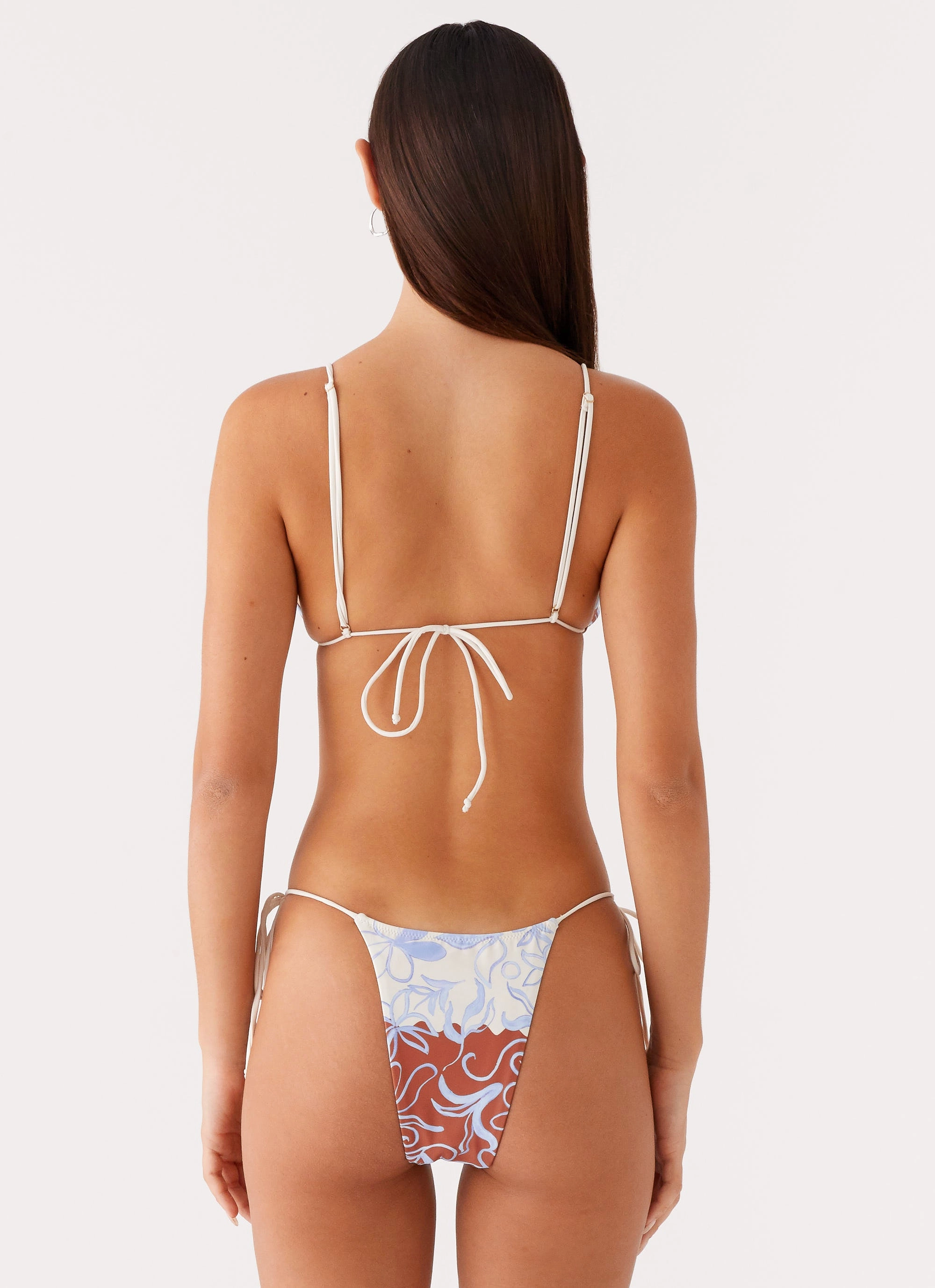 Multifunctional Zipper Closure Ryland Bead Bikini Bottoms - Bloom Wave Print