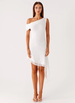 Rylee One Shoulder Midi Dress - White New Spirit Day Fit