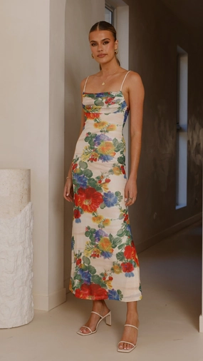 Tamera Maxi Dress- Floral Tailored Comfort Gentle Aesthetic