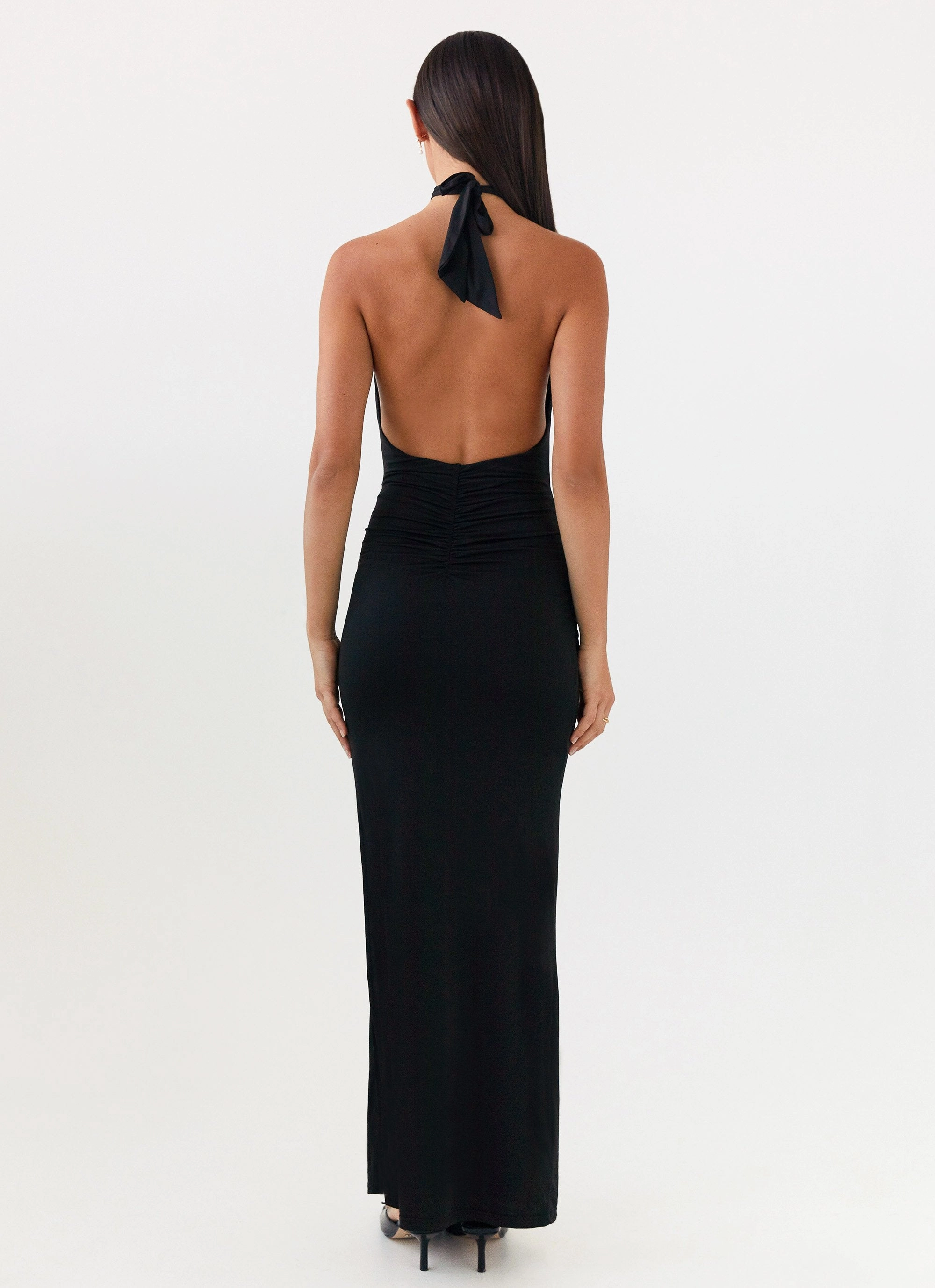 Samara Halterneck Maxi Dress - Black Modern Design