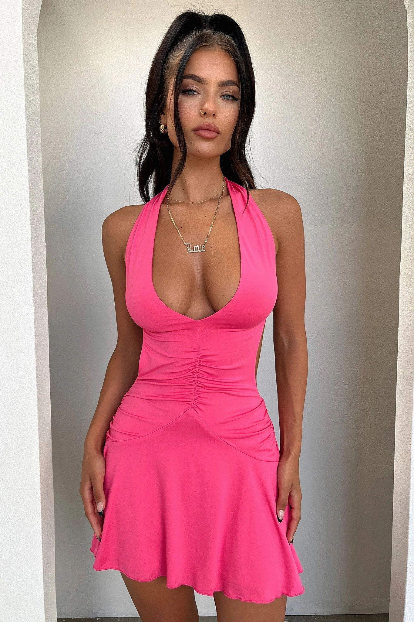 Sarisa Dress - Hot Pink Cozy Fit