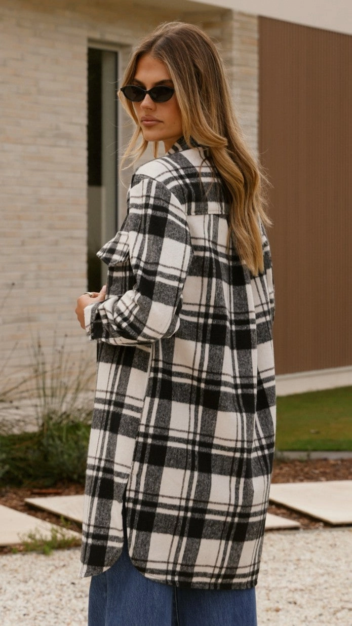 Saskia Jacket - Black/Cream Check Adjustable Fit Design