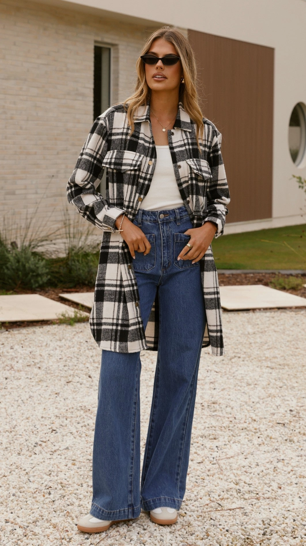 Saskia Jacket - Black/Cream Check Laser Cut Airflow Vents