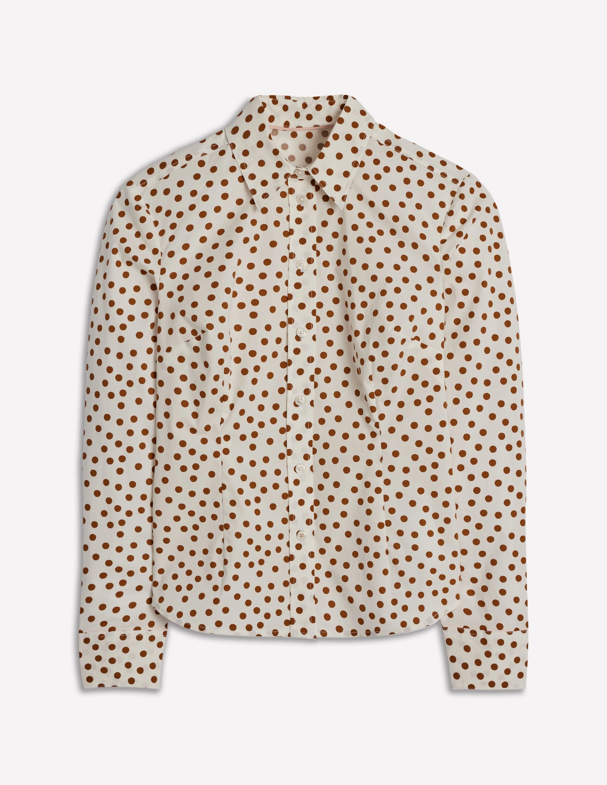 Saskia Stretch Cotton Shirt-Cognac, Painted Dot Oversized style Customizable Option