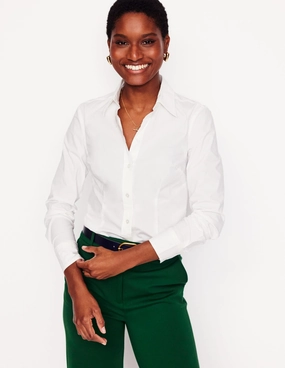 Saskia Stretch Cotton Shirt-White Weekend Casual