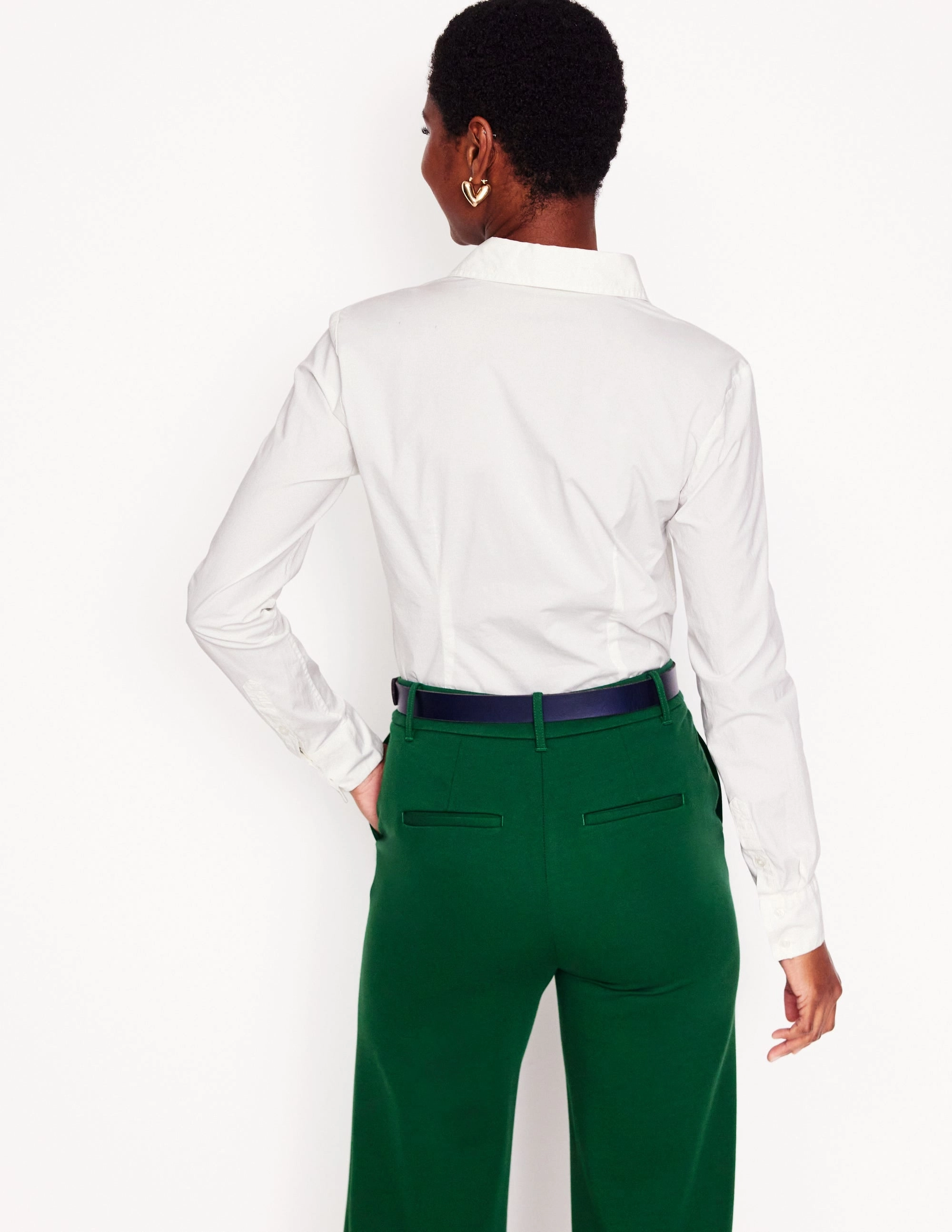 Oversized style Saskia Stretch Cotton Shirt-White