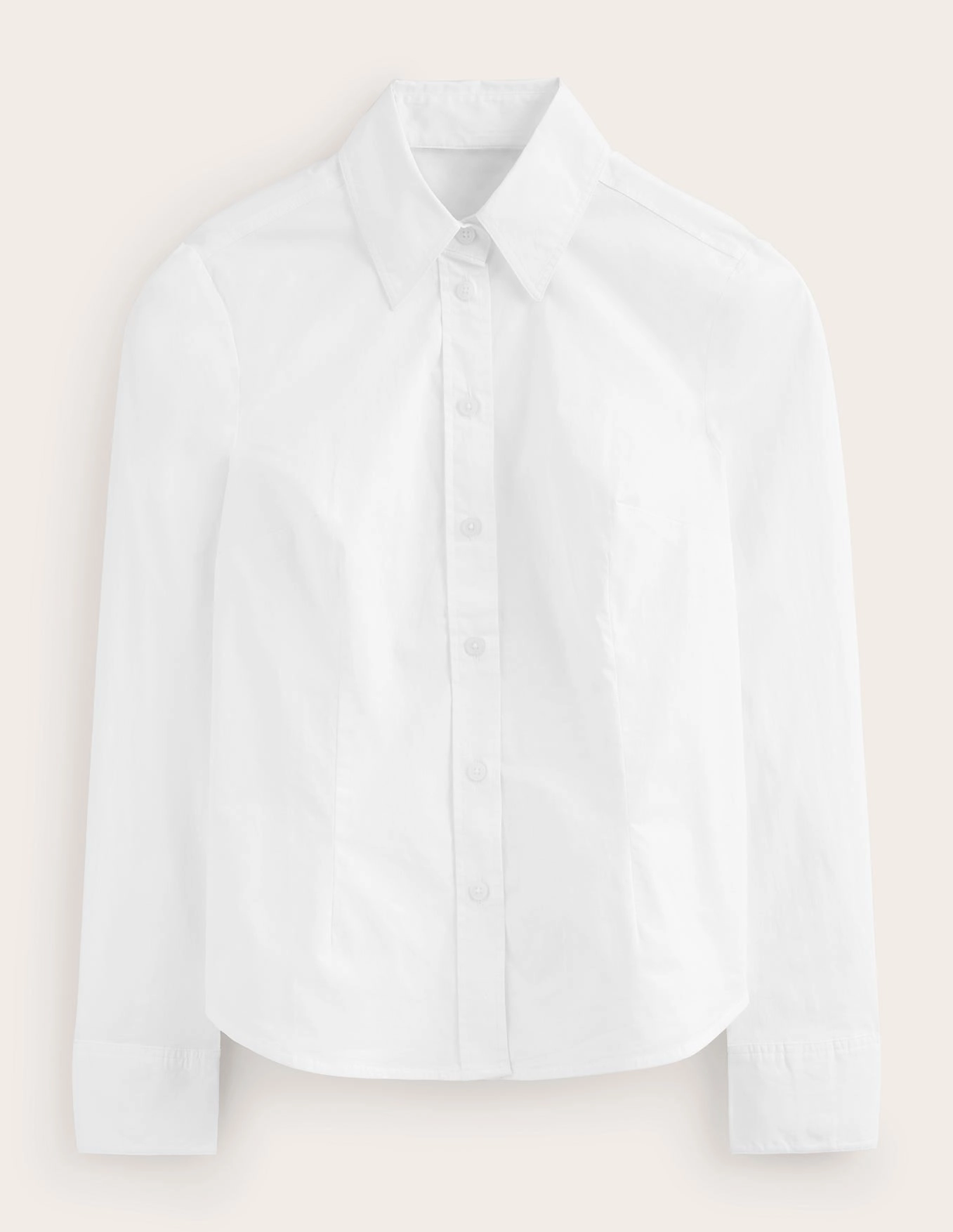 Saskia Stretch Cotton Shirt-White Hidden Placket Timeless Design