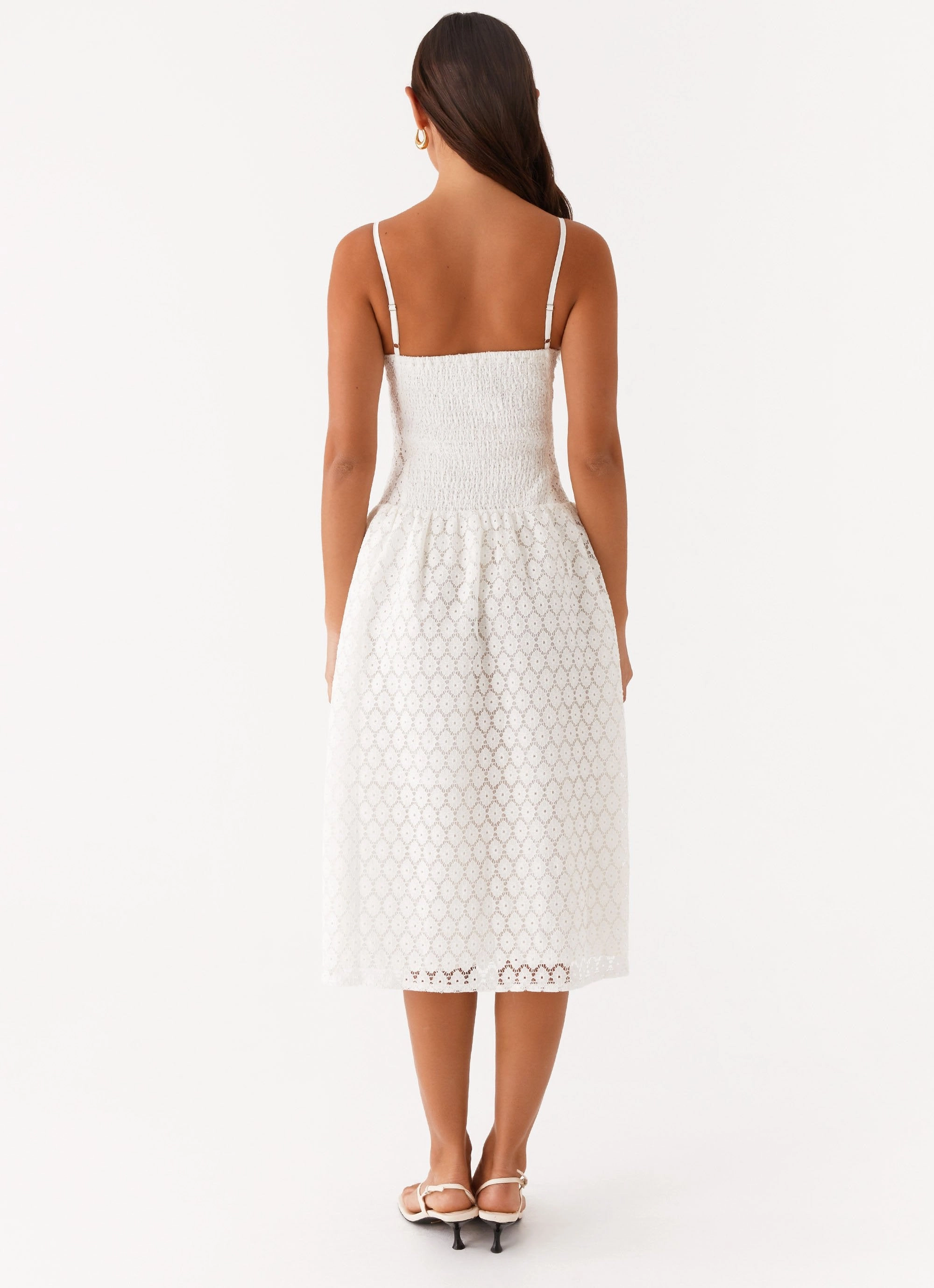 Formal Outfit Blooming Corset Midi Dress - White