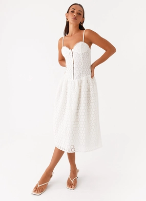 Fashion Look All Purpose Blooming Corset Midi Dress - White