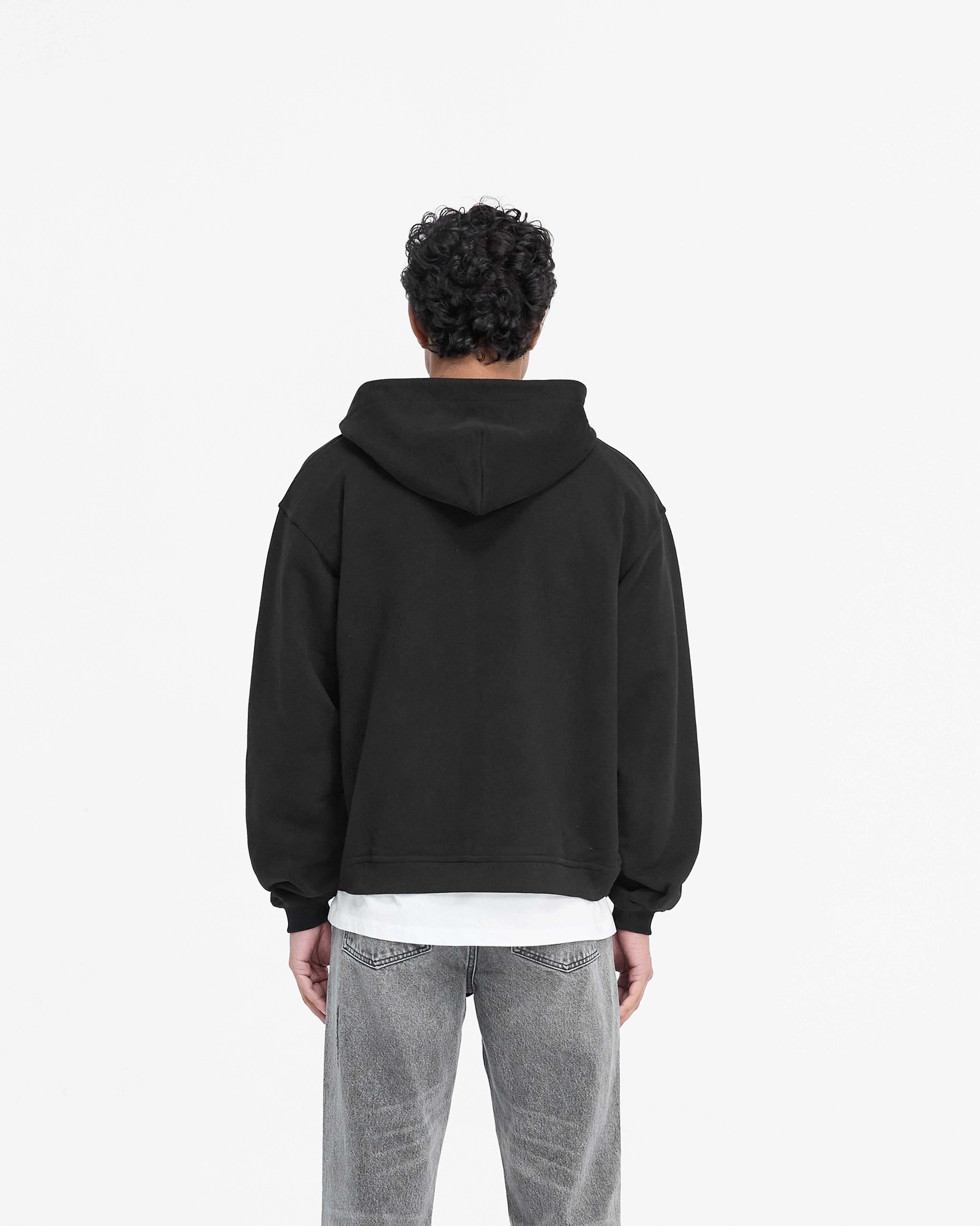 Script Logo Zip Hoodie - Black Cozy Core Spider like