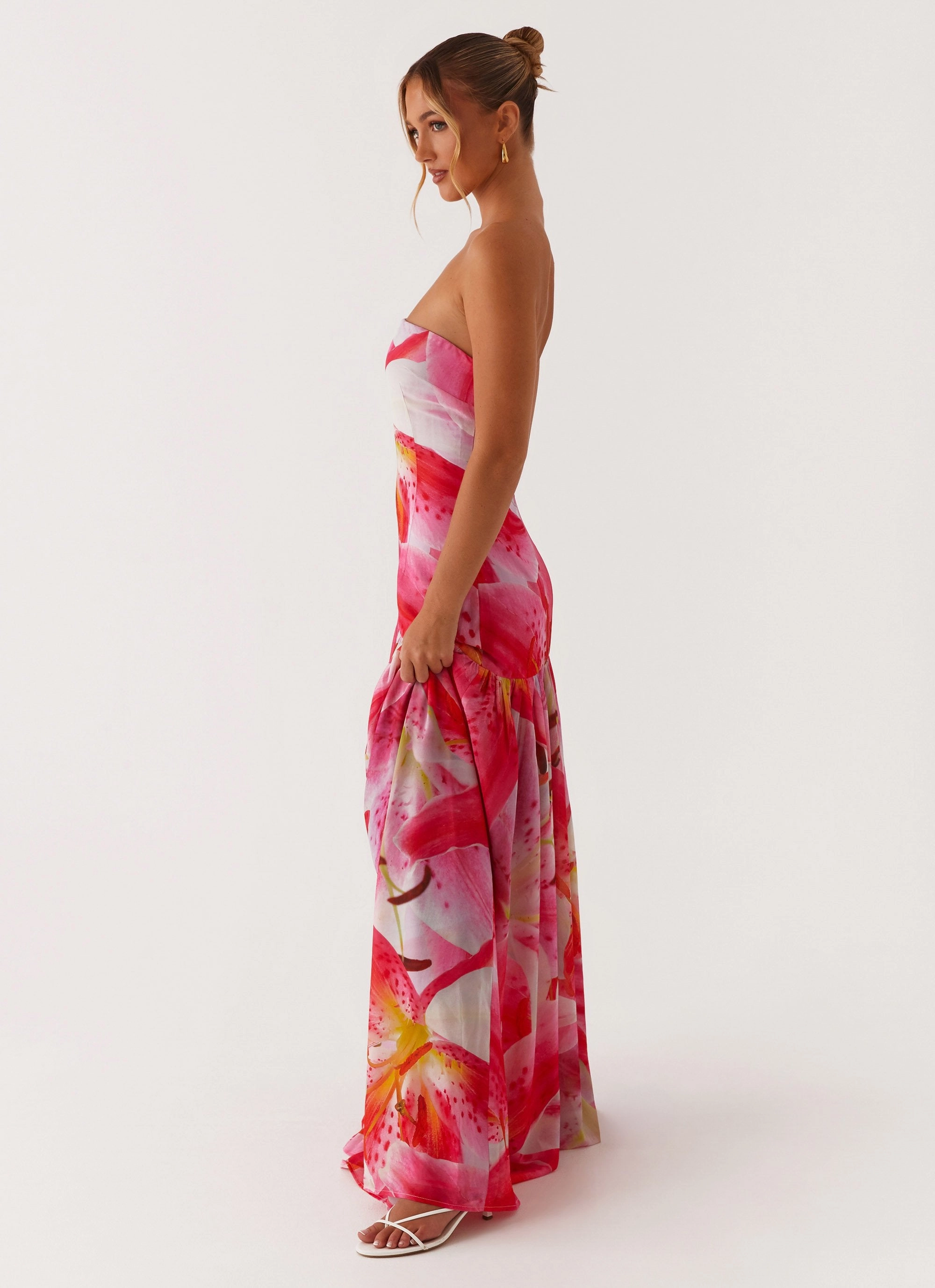 Ankle-length knee-length Eden Strapless Maxi Dress - White Pink Lilly