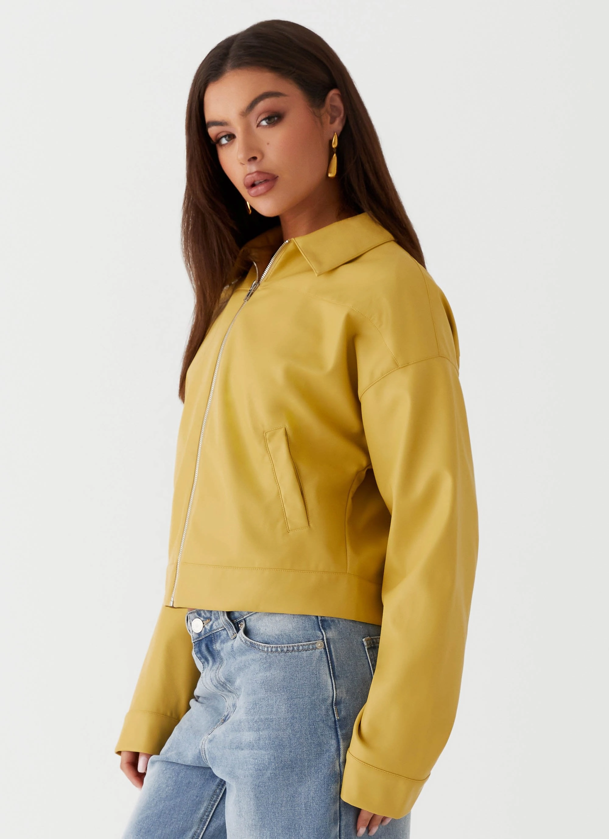 Windproof Cuffs Abrasion Resistant Fabric Elara Oversized Jacket - Yellow