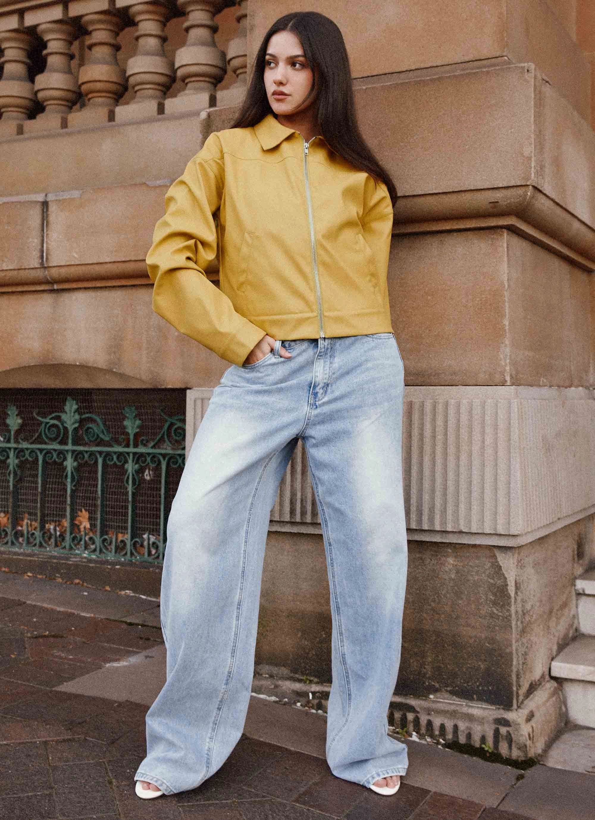 Smart Casual Elara Oversized Jacket - Yellow