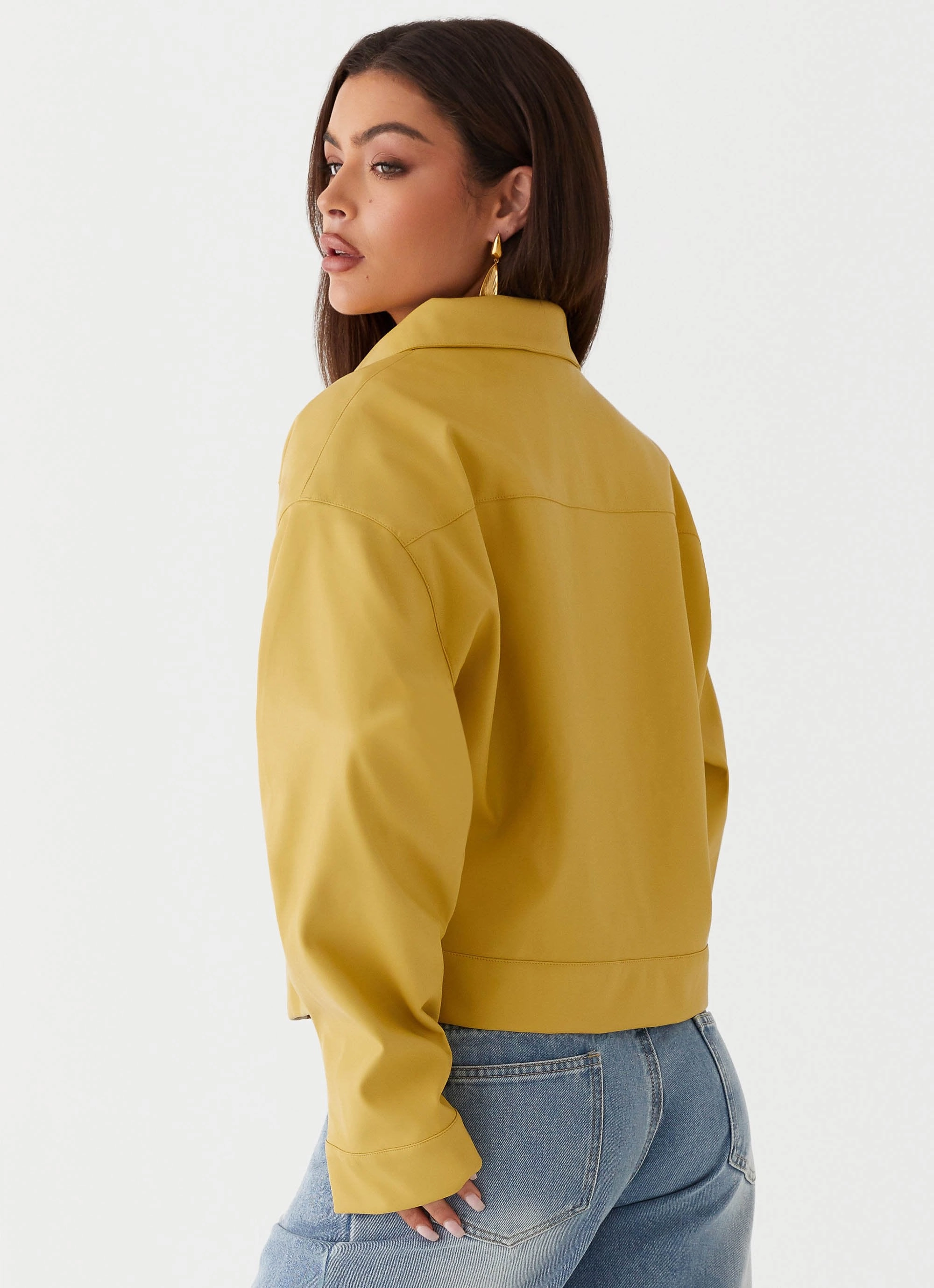 Elara Oversized Jacket - Yellow No Roll Collar Technology Flexible Insulation