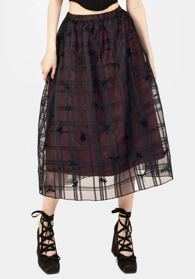 Road Trip Seasonal Drop Sedona Organza Check Embroidered Midaxi Skirt