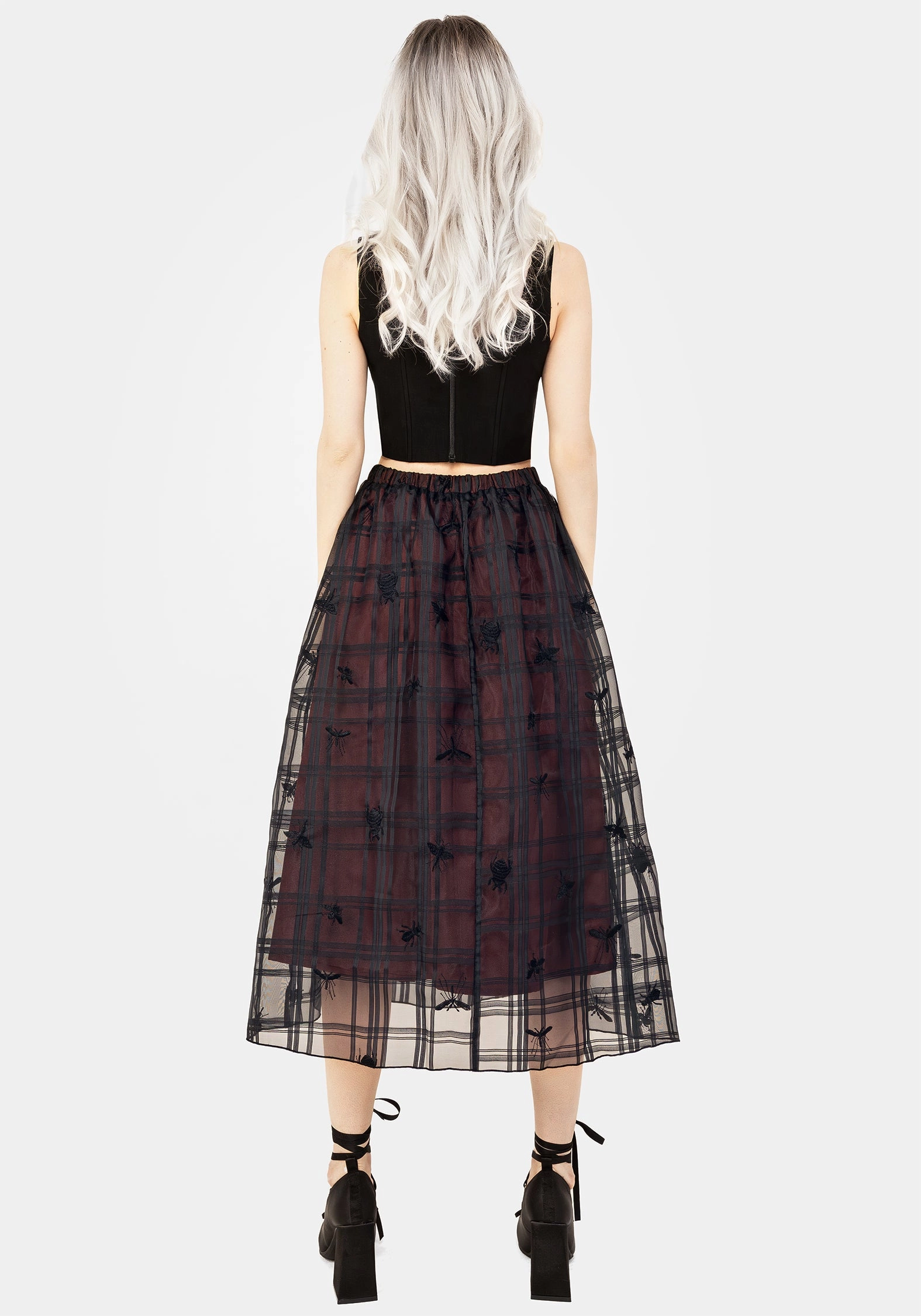 Heritage Inspired Sedona Organza Check Embroidered Midaxi Skirt