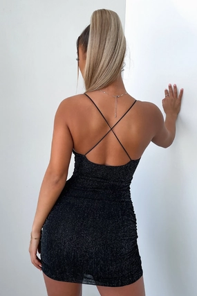 light layering Stylish Silhouette Seki Dress - Black