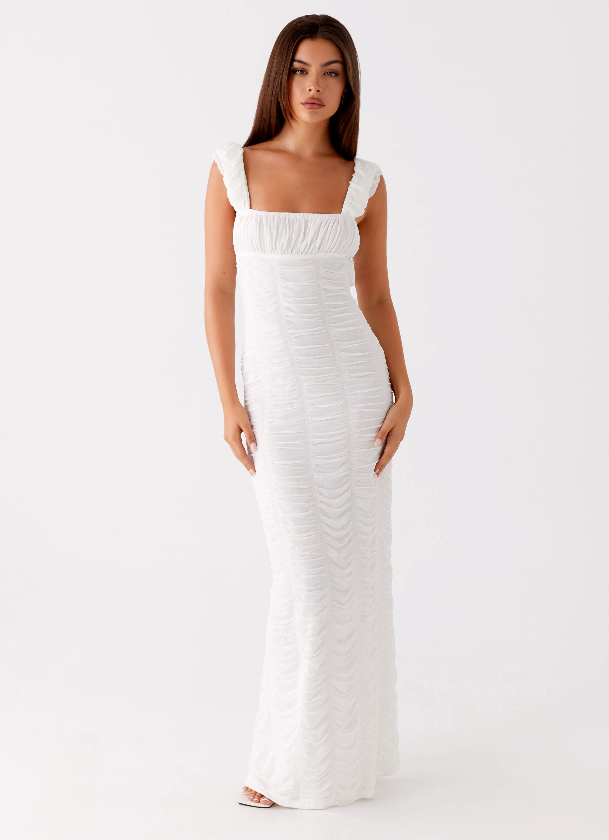 Classic knee-length dress Classic wrap dress Senses Midi Dress - White