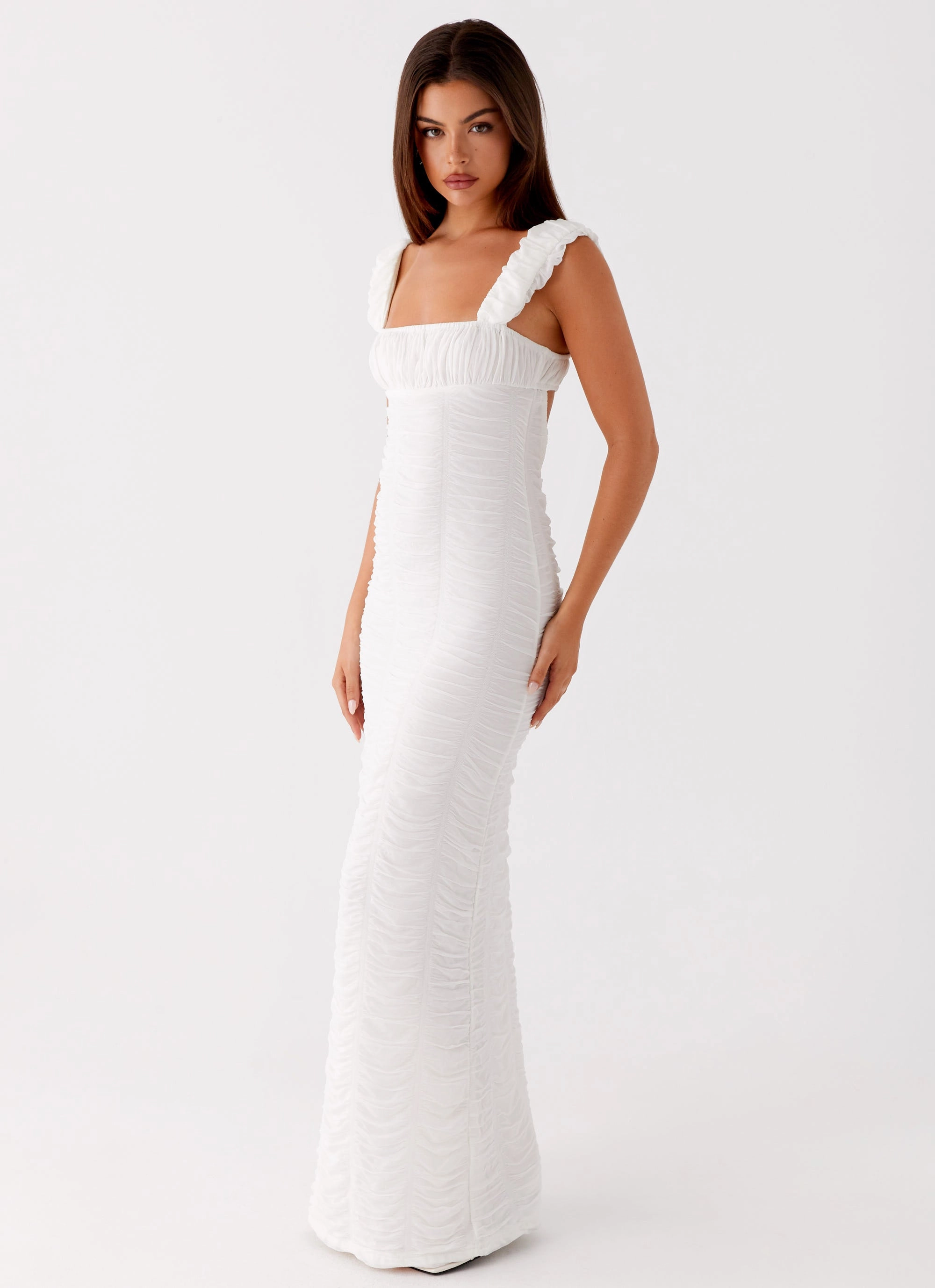 Senses Midi Dress - White Casual Style