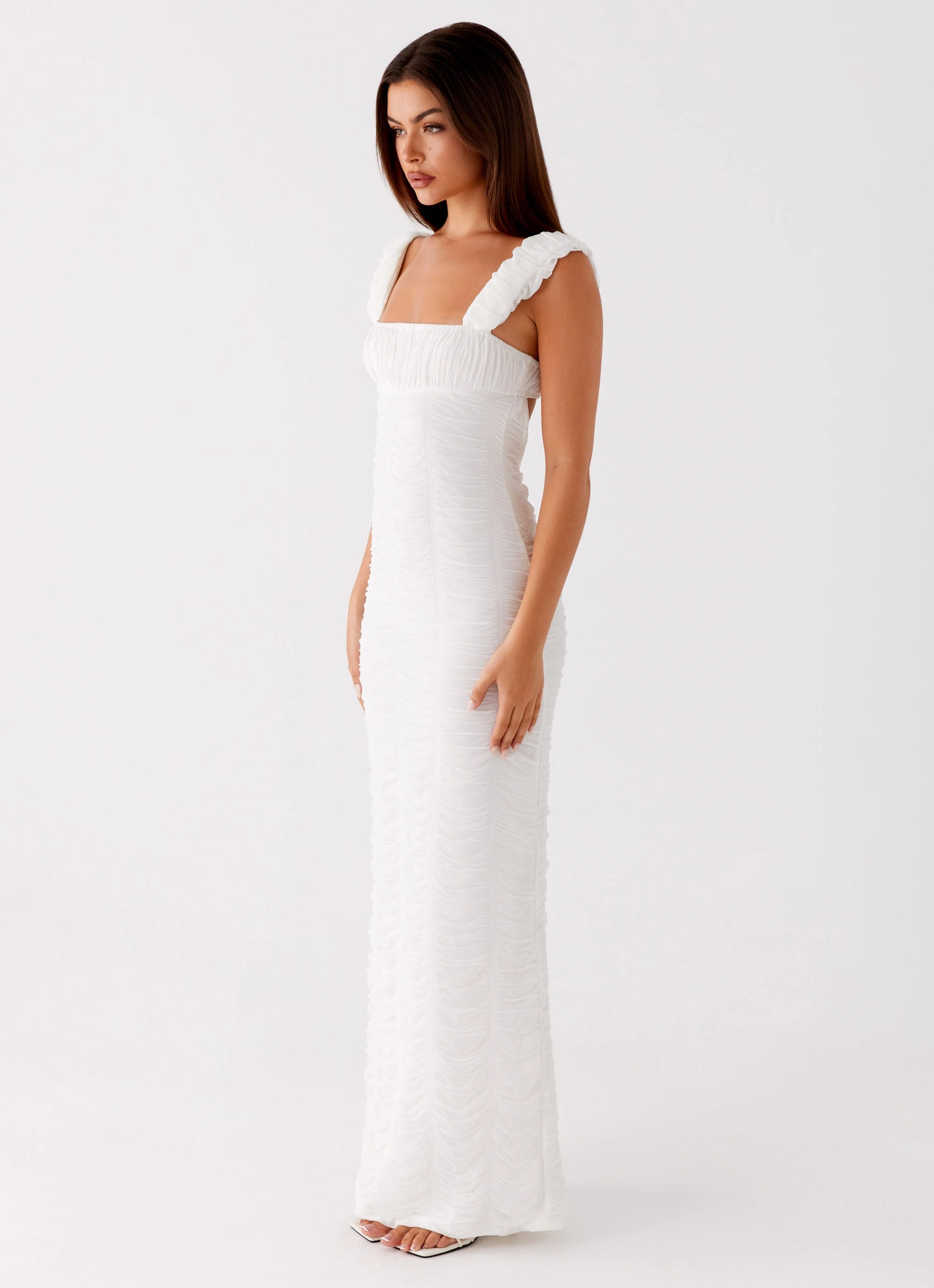Senses Midi Dress - White Smooth Surface Basic Cool