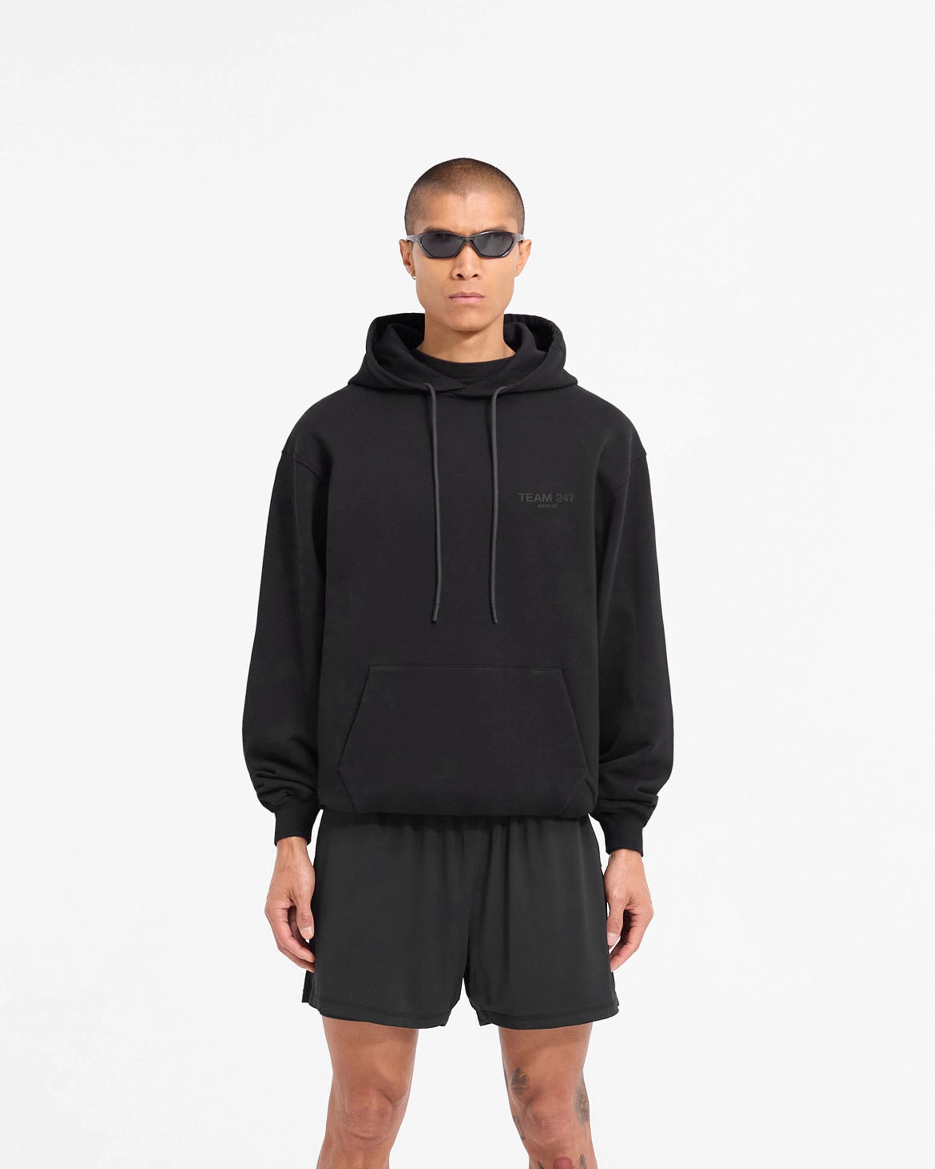 Simple Wear Breathable Fit Team 247 Oversized Hoodie - Matte Black