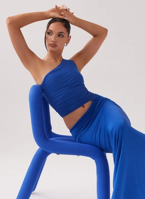 Relaxed Fit Style Ease Seranella One Shoulder Maxi Dress - Cobalt