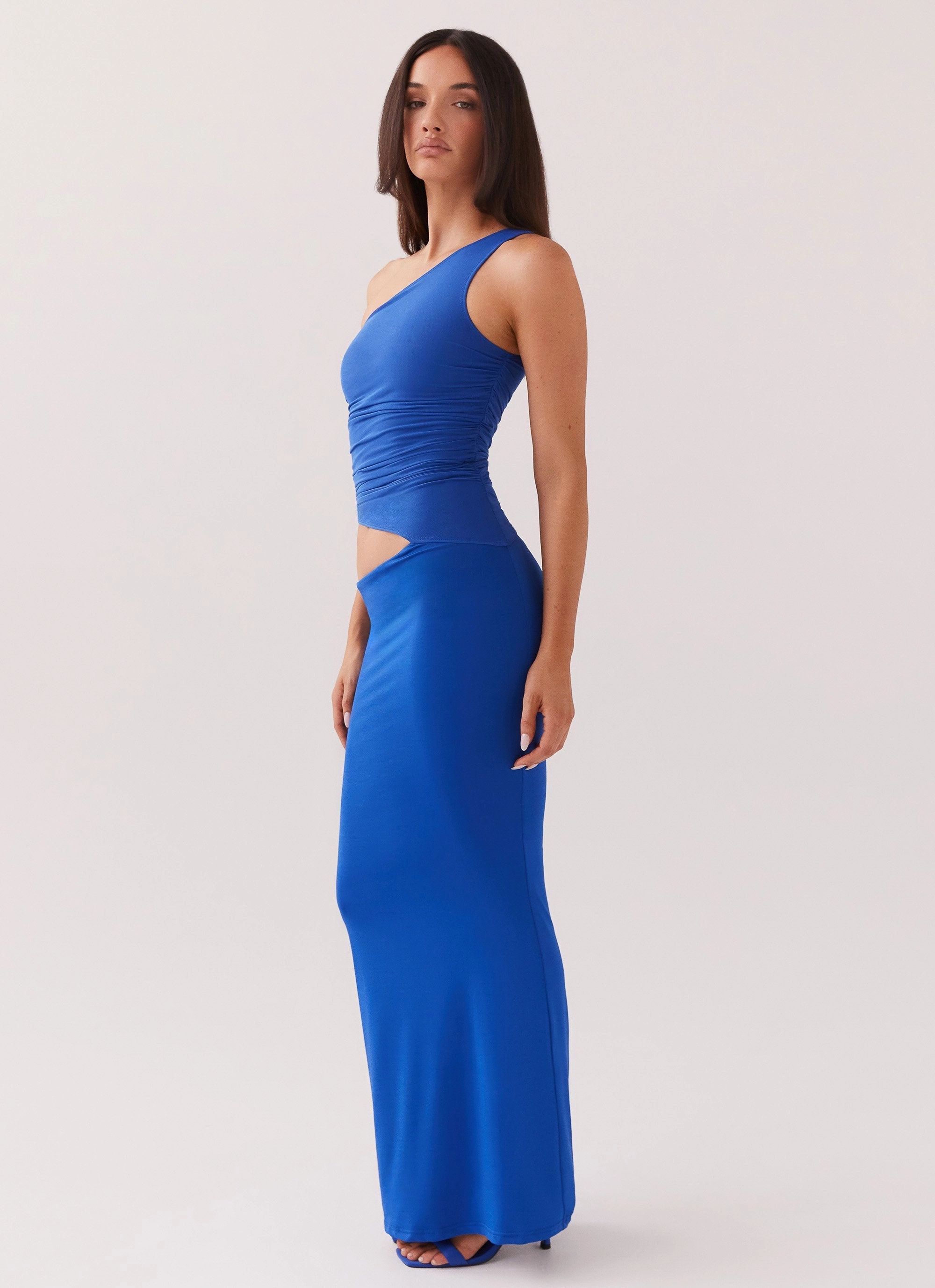 Love Blend Seranella One Shoulder Maxi Dress - Cobalt