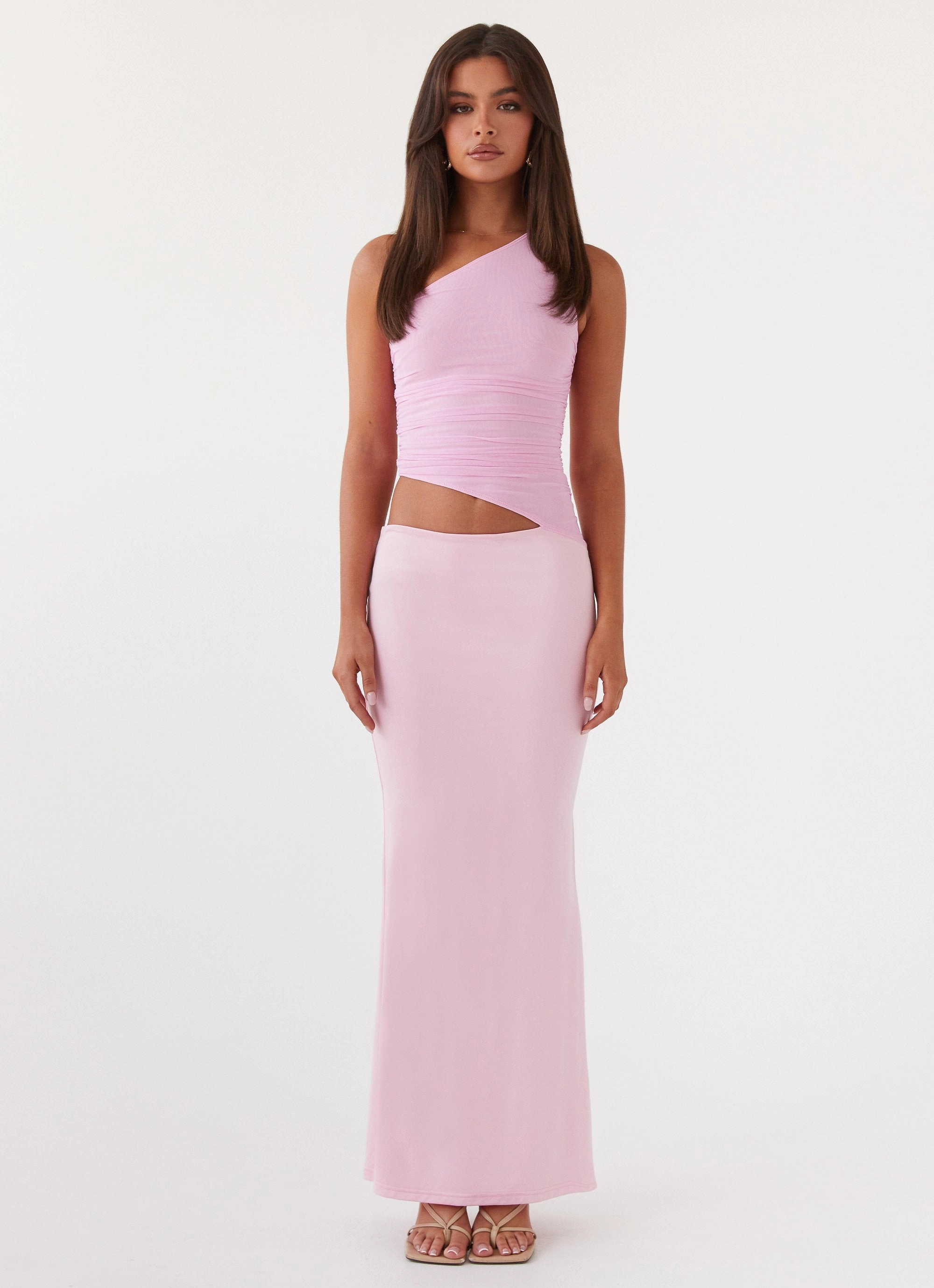Flattering Fit Wear Seranella One Shoulder Maxi Dress - Pink