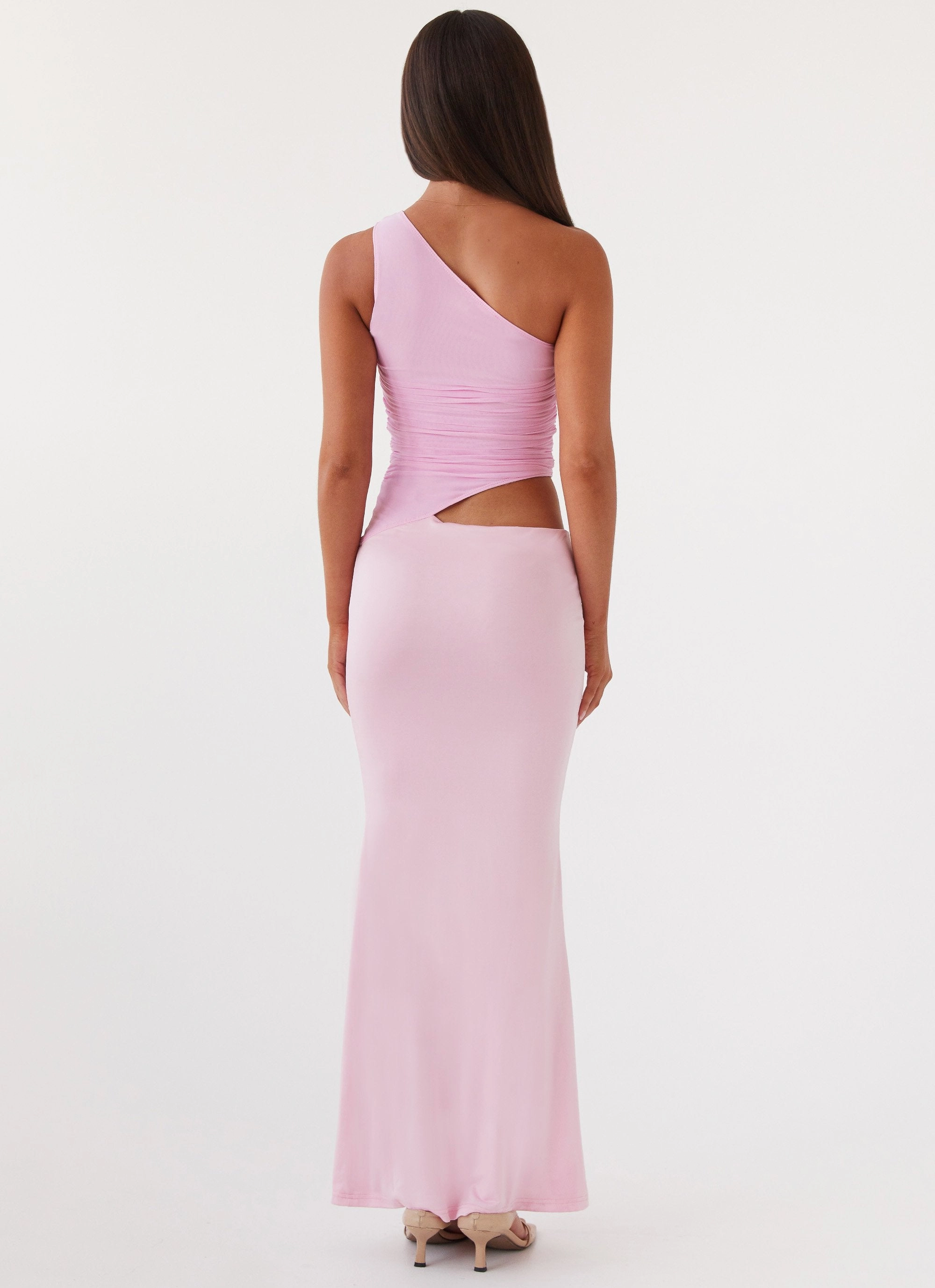 Influencer-Style Cozy and Comfortable Seranella One Shoulder Maxi Dress - Pink