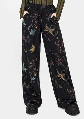 Rosanella Floral Print Straight Leg Trousers Flat Lock Stitching Functional Fashion