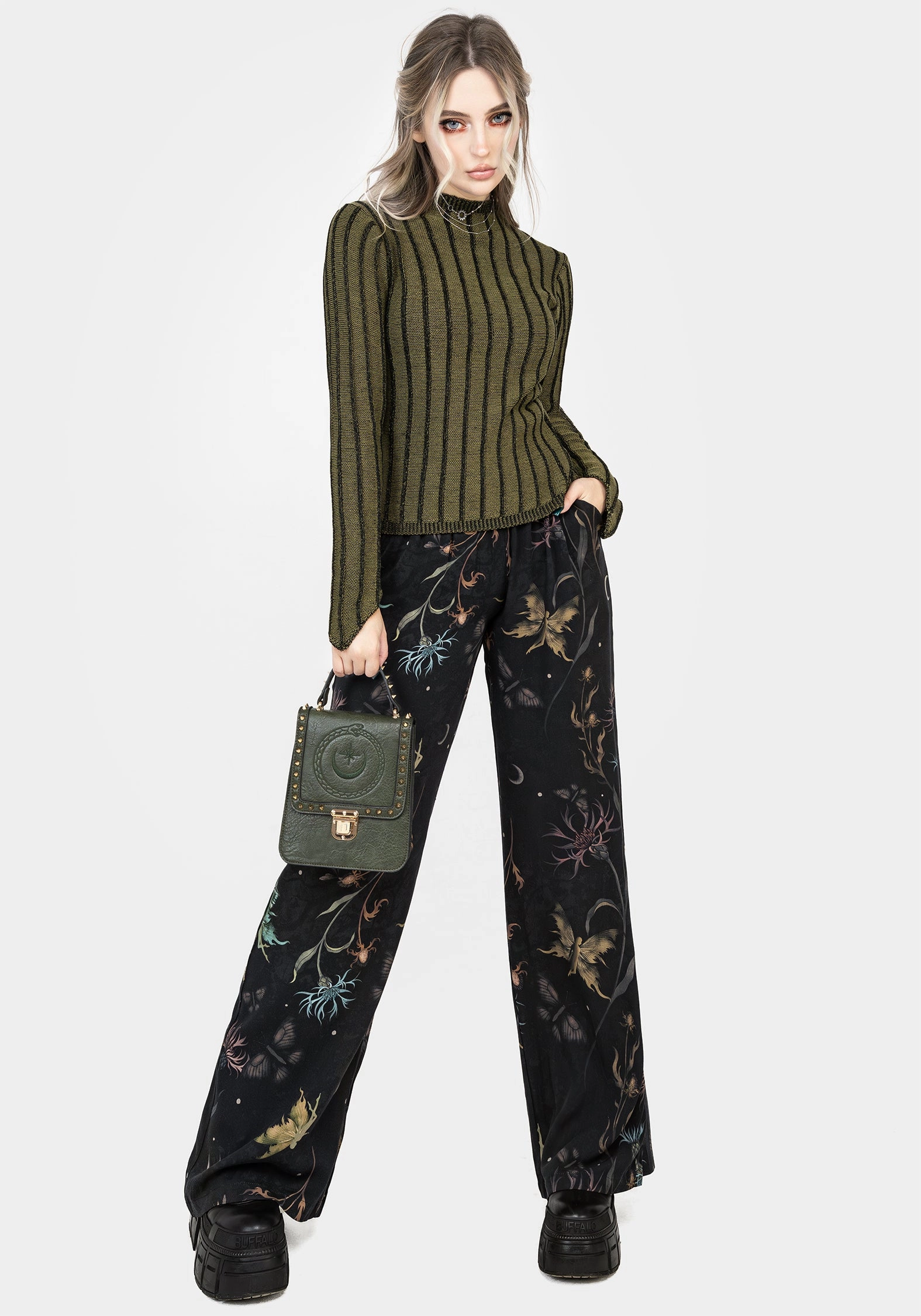 Rosanella Floral Print Straight Leg Trousers No Wrinkle